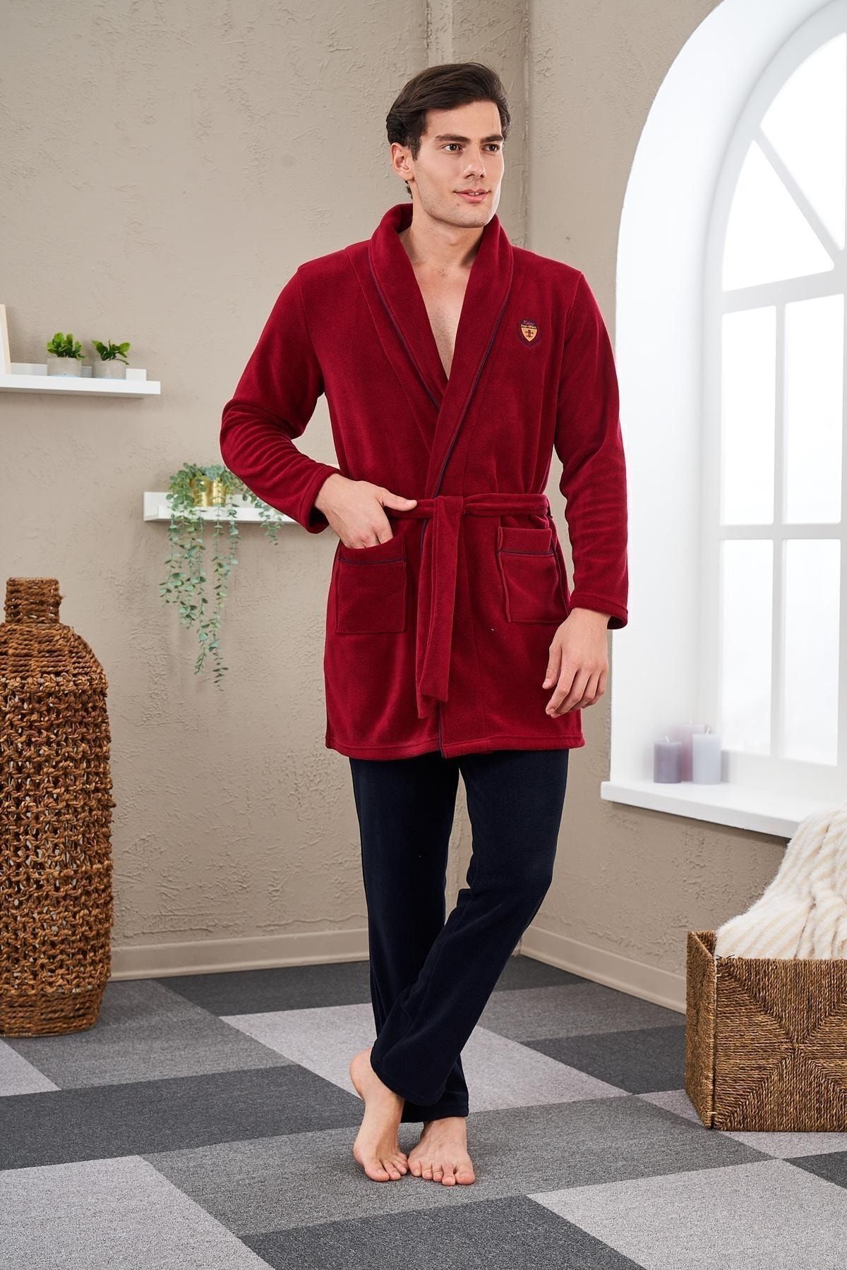 PJS-23715 Men's Fleece Dressing Gown 1