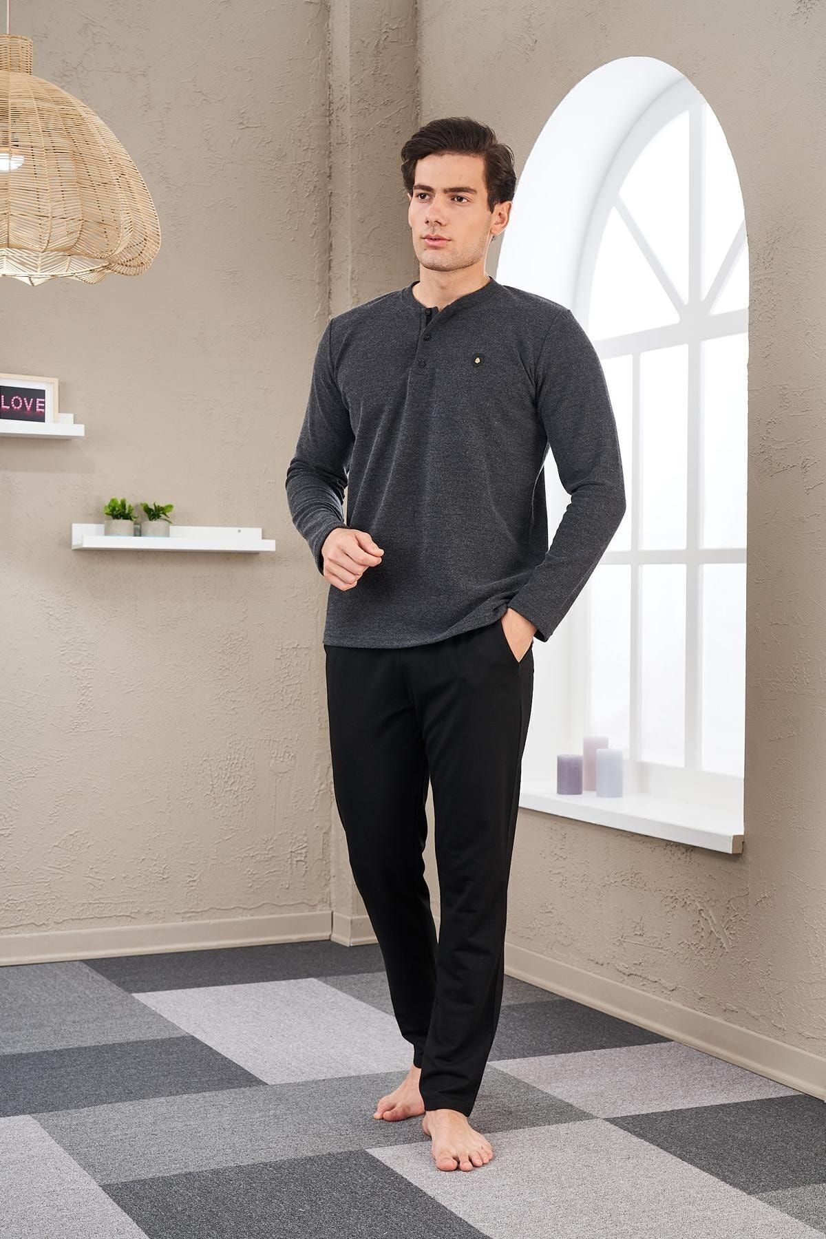 PJS-23726 Set de pijamale pentru bărbați cu plăcuță 2