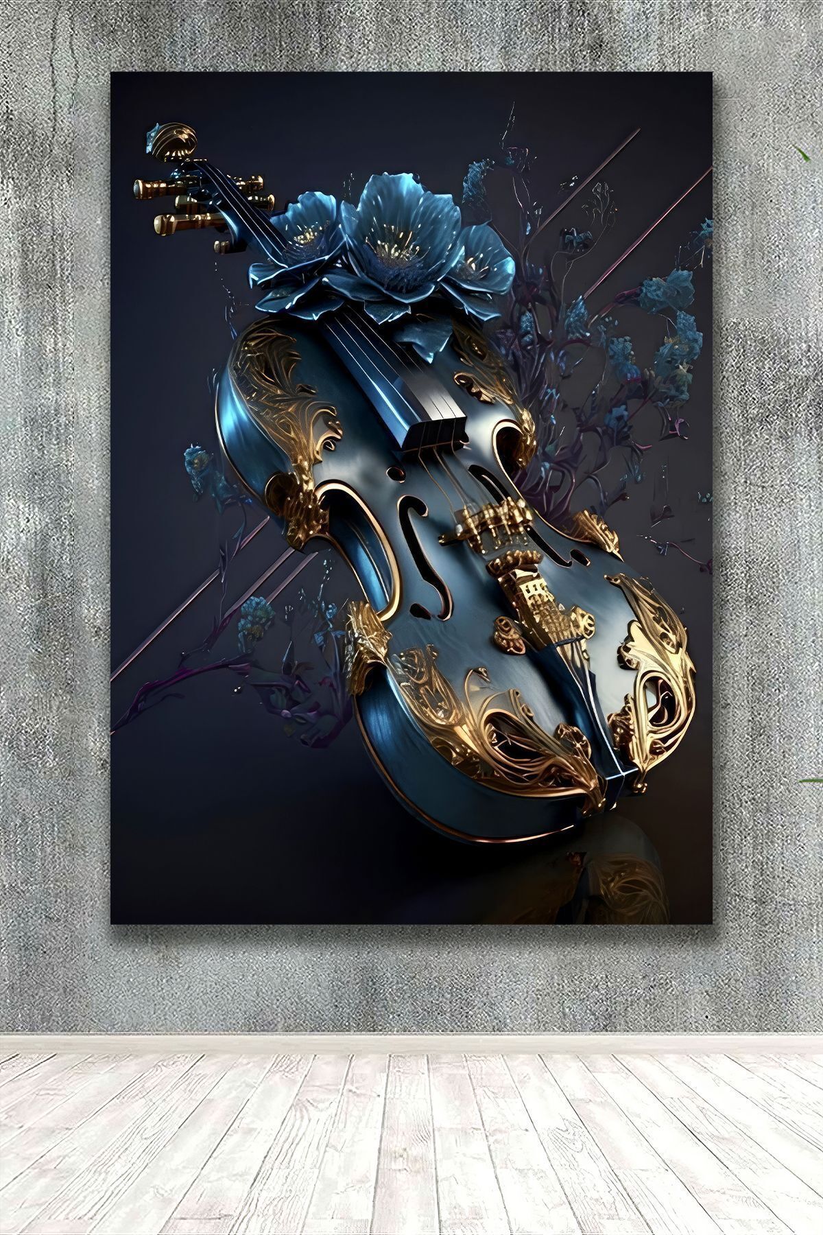 Decorative Abstract Floral Violin Canvas Wall Painting