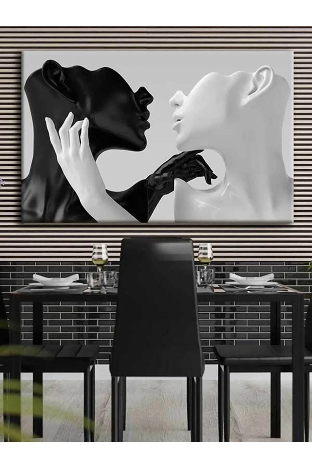 Black and White Valentines Canvas Painting - Wall Decor For Living Room Living Bedroom Kitchen