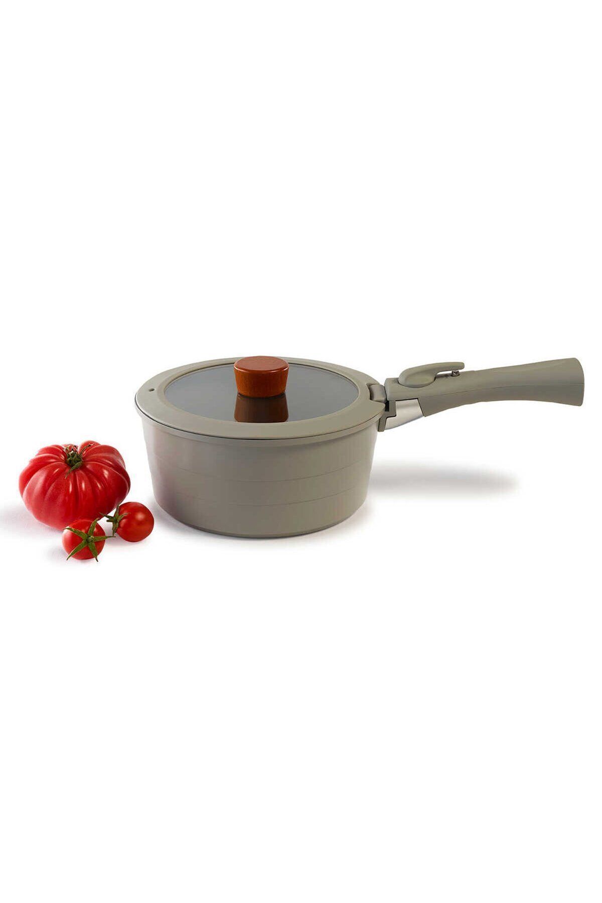 NEOFLAM-Midas Gray 11 Piece Interlocking Pots and Pans Set with Detachable Handle 3