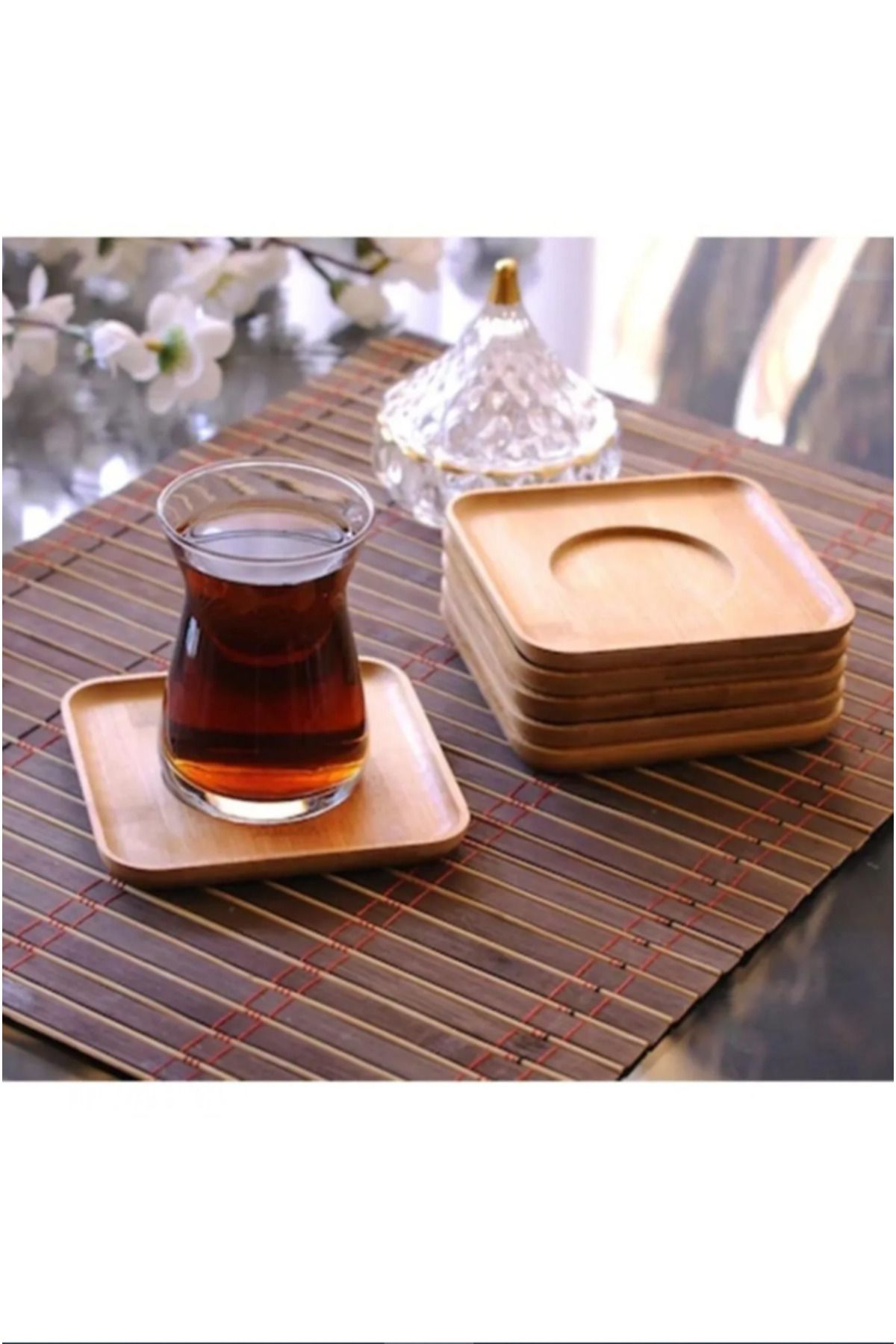 Naturel Bambu Kare Çay Tabağı 6'lı Set - 2