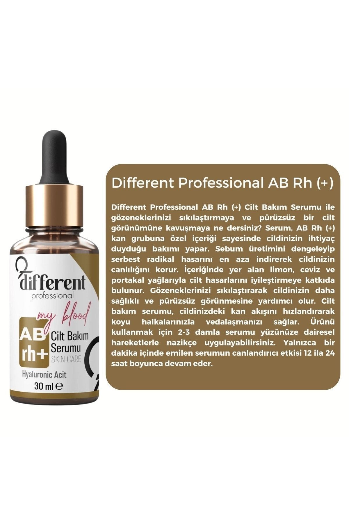 سرم مراقبتی مرطوب کننده ضد لک و مرطوب کننده پوست، ویژه گروه خونی Ab Rh DİFFERENT PROFESİONAL