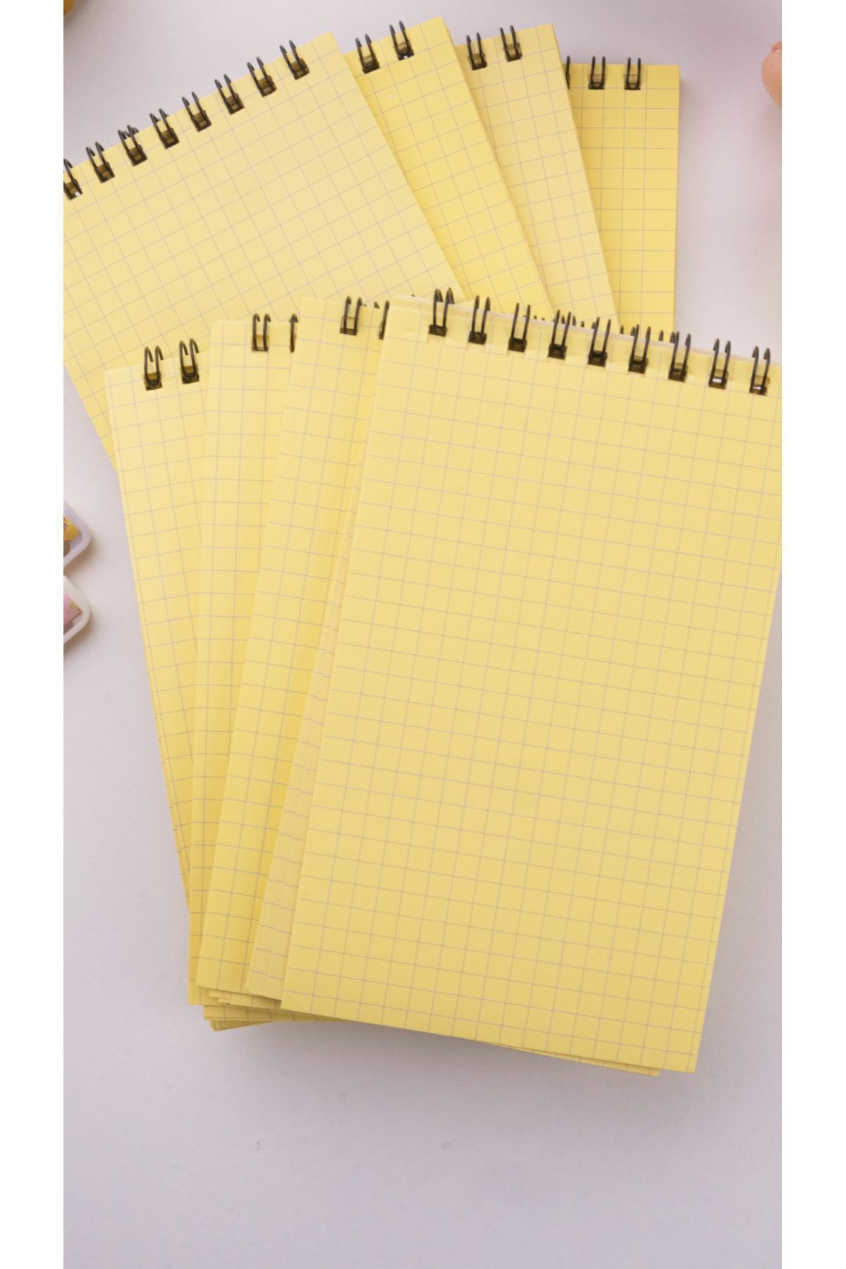 Dream Notes-Yellow 8-Piece Checked Notebook Set - 9X15 Cm, 50 Sheets Spiral School Notebook 4