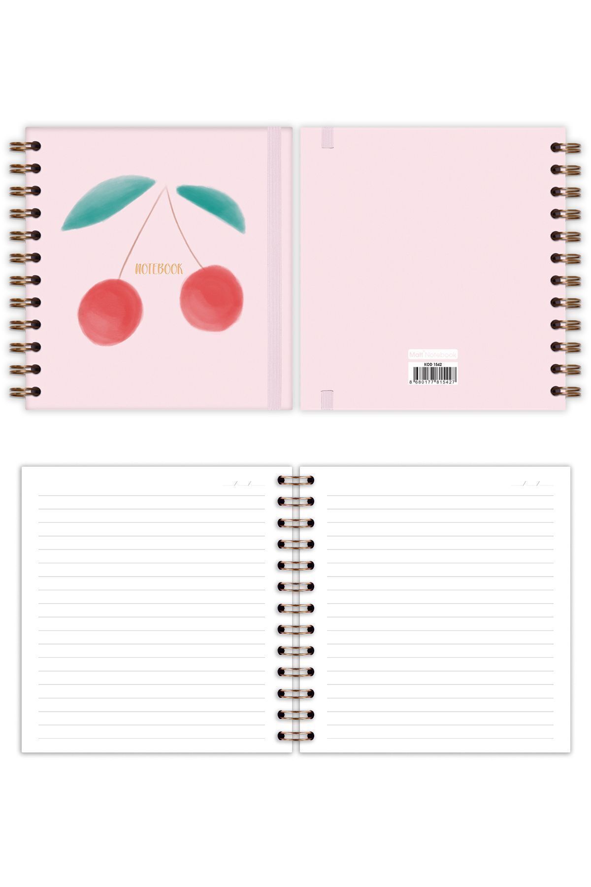 Matt Notebook-15x15 cm Square Sight Set of 2 - Spiraled Timeless Planner Agenda and Notebook Cherry 7