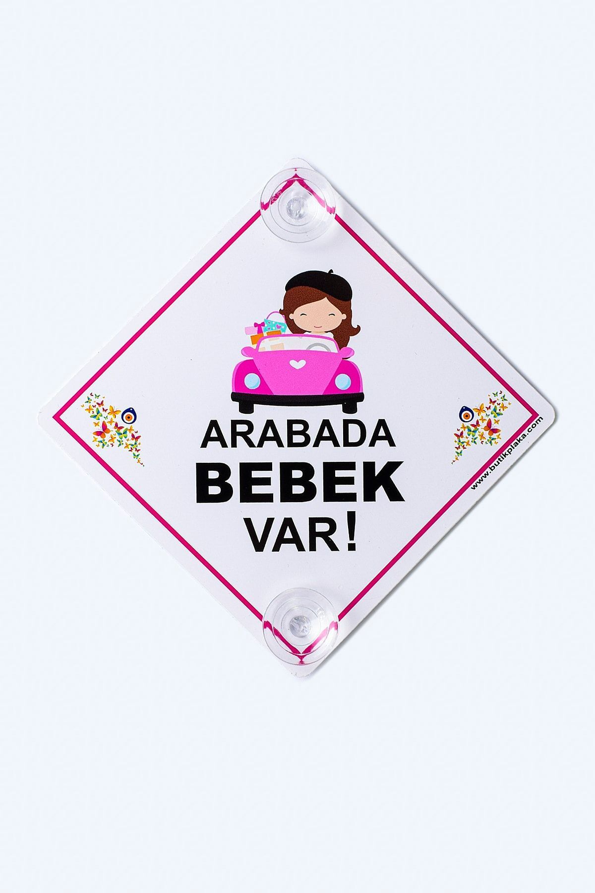BUTİKPLAKA Akın Otomotiv/dikkat Arabada Bebek Var/pleksi Ikaz Levhası 15x15 Cm/ Arabalı Kız Çocuk