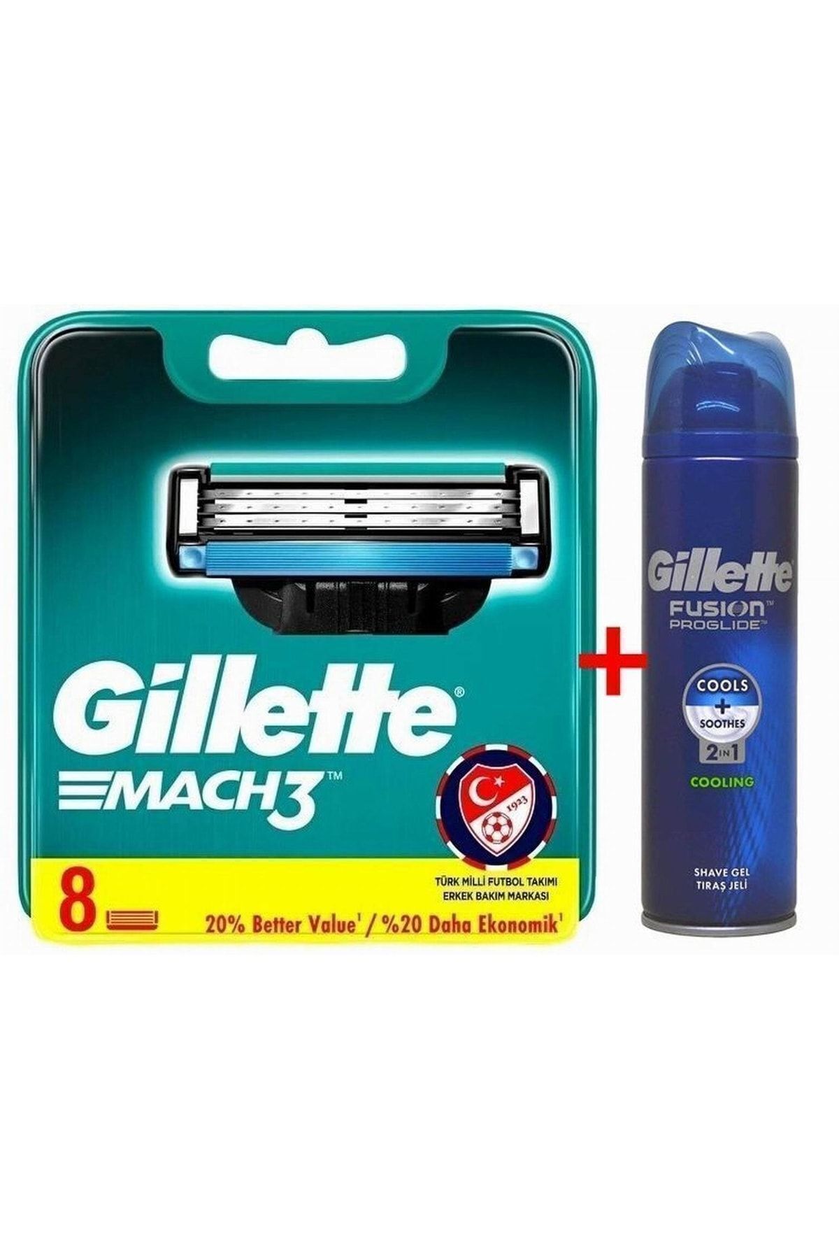 Gillette Mach3 Yedek Tıraş Bıçağı 8'li + Proglide Tıraş Jeli 200 Ml