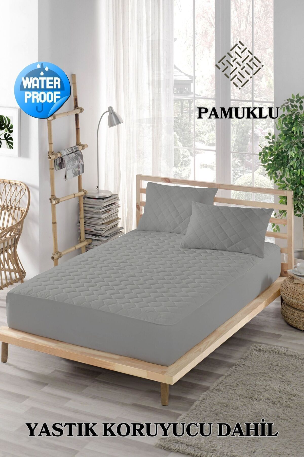 ELY PARKER-Set de saltele rezistente la lichide colorate (TOTAL 3 BUC.) 100% bumbac matlasat single-double-king gri 1