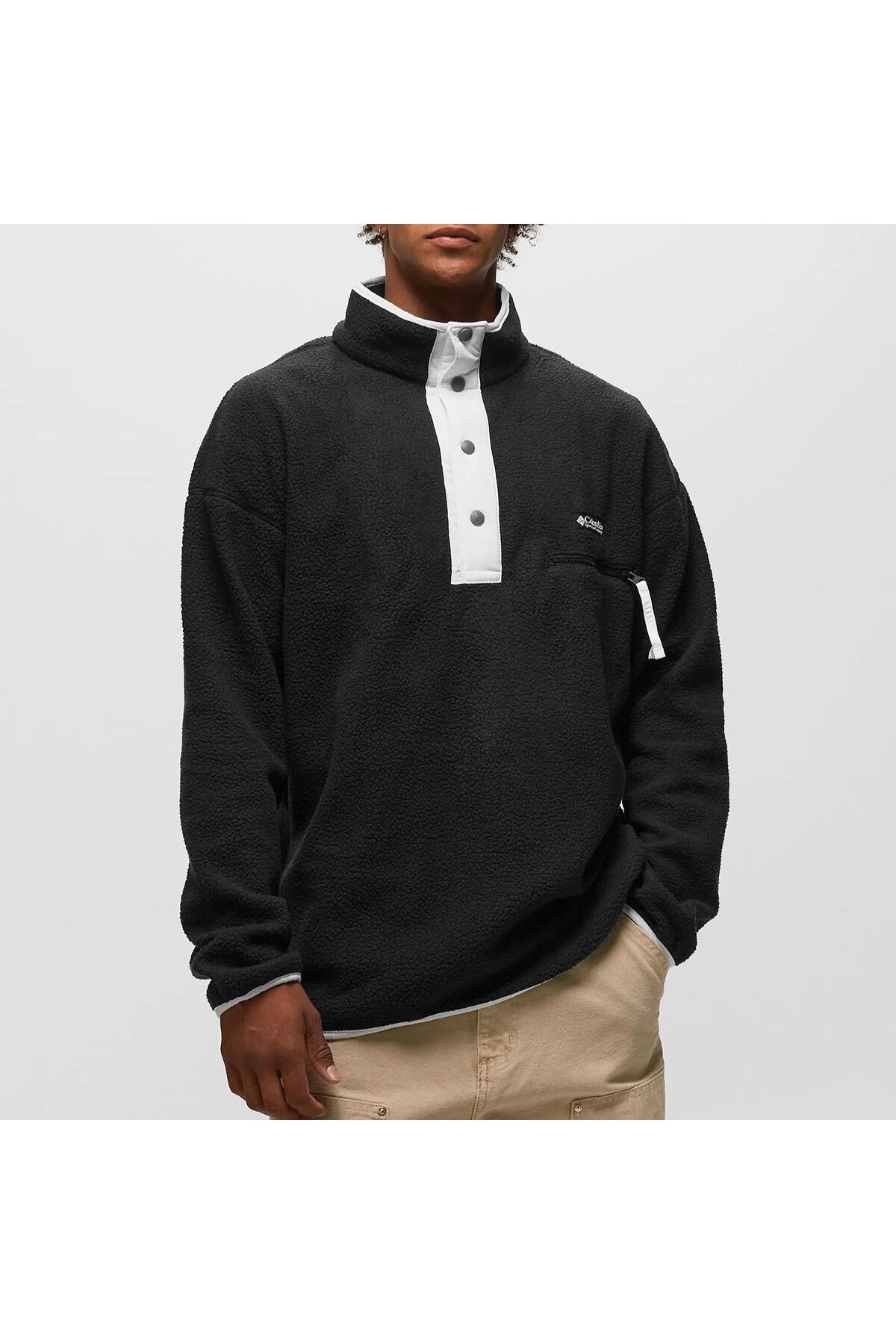 Columbia Erkek Siyah Helvetia Half Snap Fleece Polar Sweatshirt Erkek Giyim