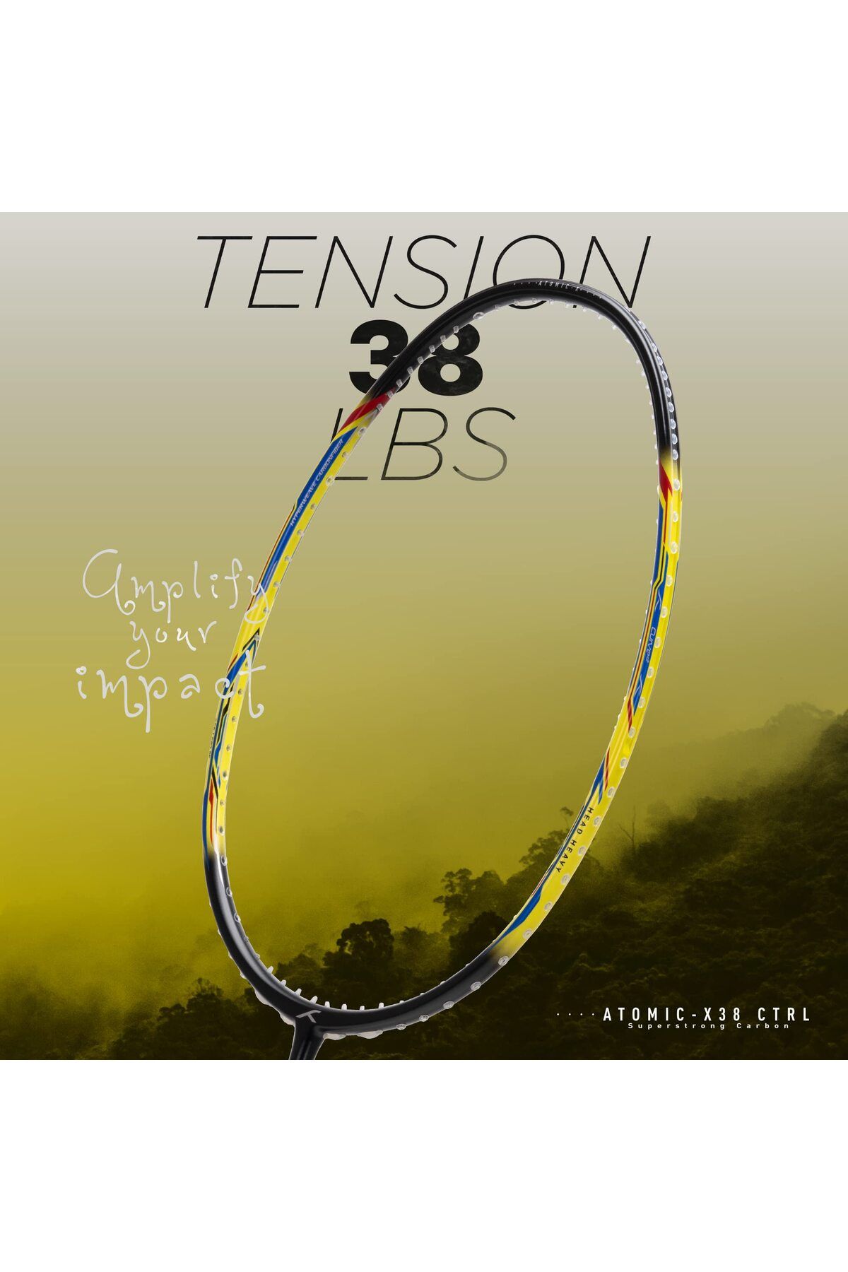 Hundred-ATOMIC-X 38 CTRL Carbon Fibre Strung Badminton Racket with Full Racket Cover 3