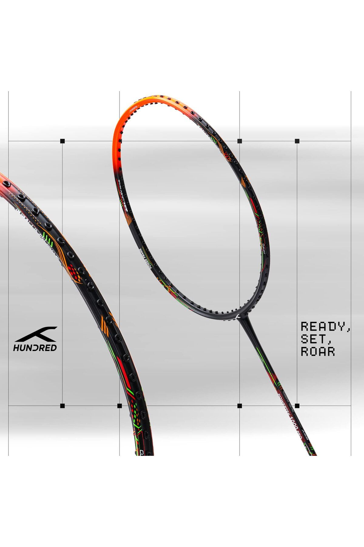 Hundred-Powertek 1000 PRO Graphite Strung Badminton Racket with Full Racket Cover 2