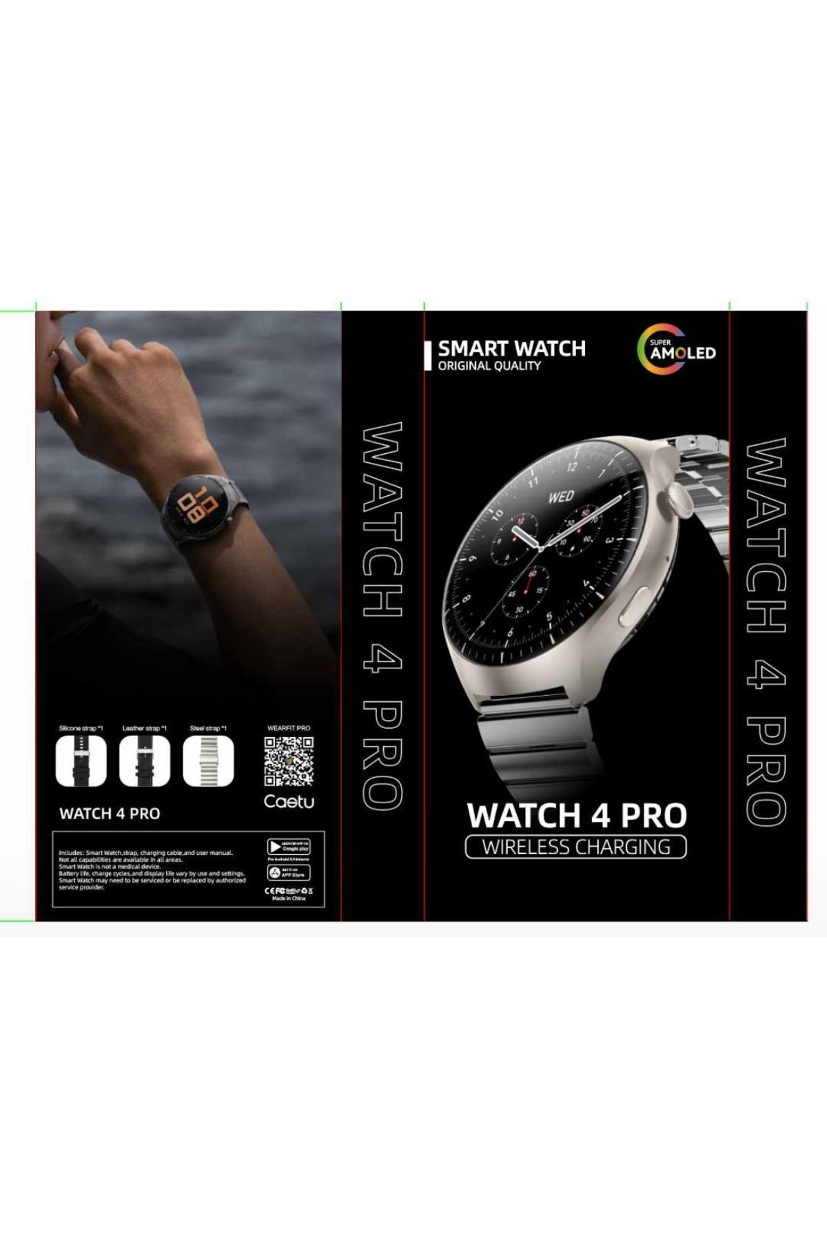 Genel Markalar Siyah Watch 4 Pro Ak ll Saat 3 Kordonlu Premium Kalite thalatc Garantili 20 mm alt 200 300 mAh Fiyat Yorumlar Trendyol