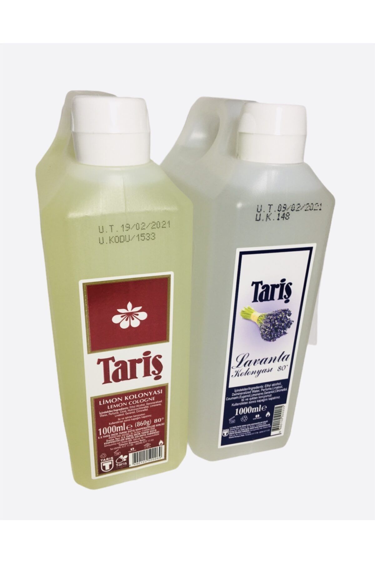 ادکلن لیمو و اسطوخودوس 80 درجه 1 لیتر قوطی ست 2 عددی Tariş