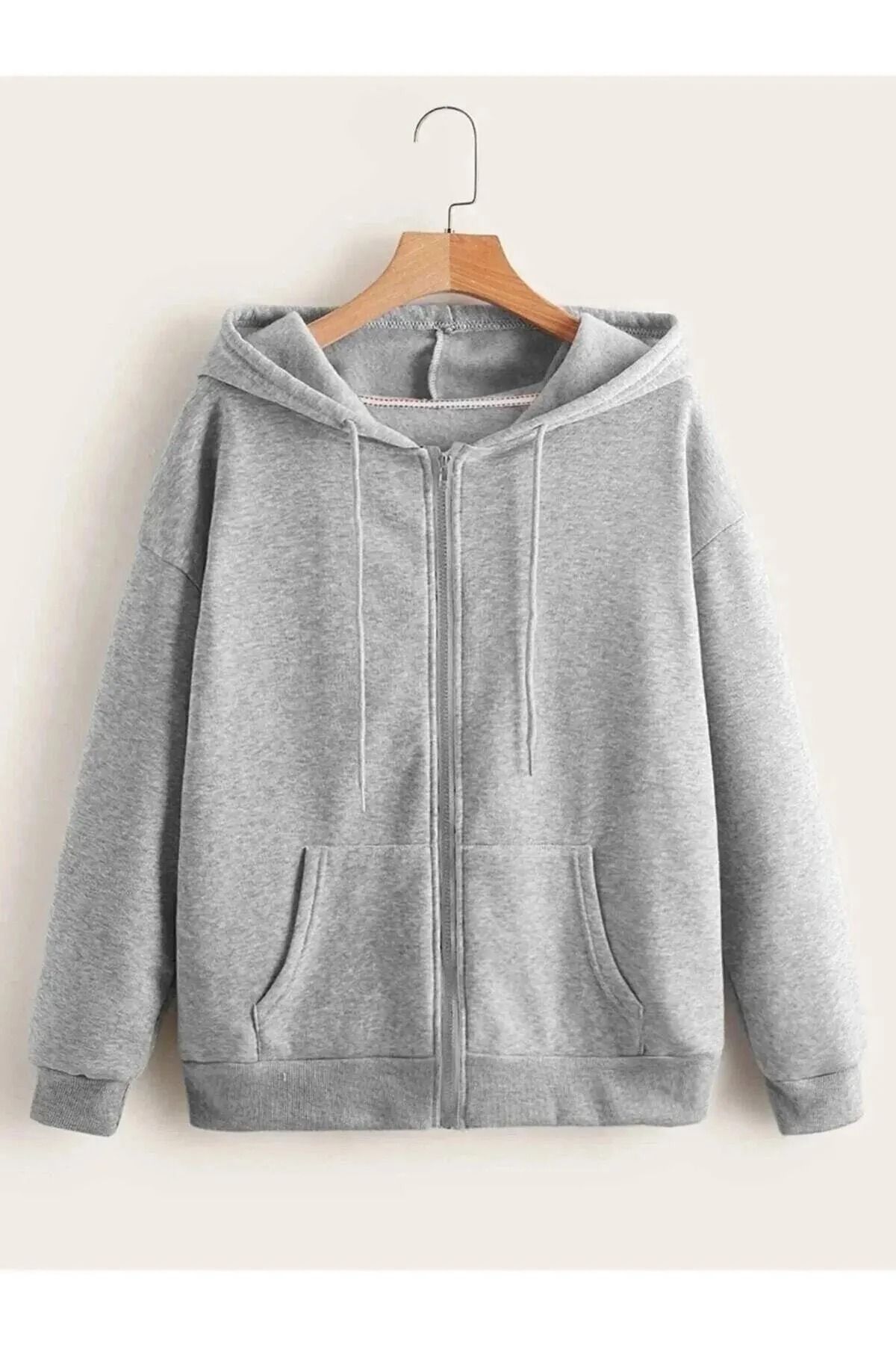 Fifty Color-2-Piece Gray Zippered Jacket and Sweatpants Set 2