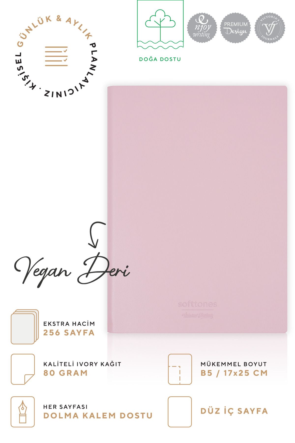 Victoria's Journals-Softtons Flex Cover Notebook B5 Cream 128 Yp. Unlined (Straight) 3