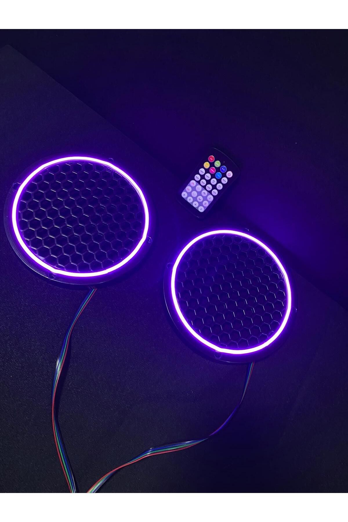 20 Cm Neon Rgb Ledli Kumanda Kontrollü Midrange Kapağı 20cm Midrange Hoparlör Uyumlu Petekli Model - 5