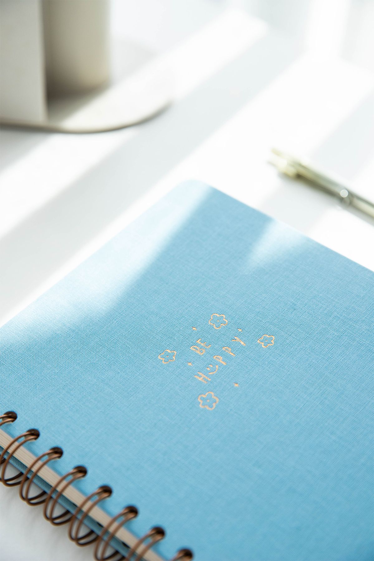 PAPERORA-Blue Linen A5 Spiral Plain UnlineD UnDateD Notebook 4