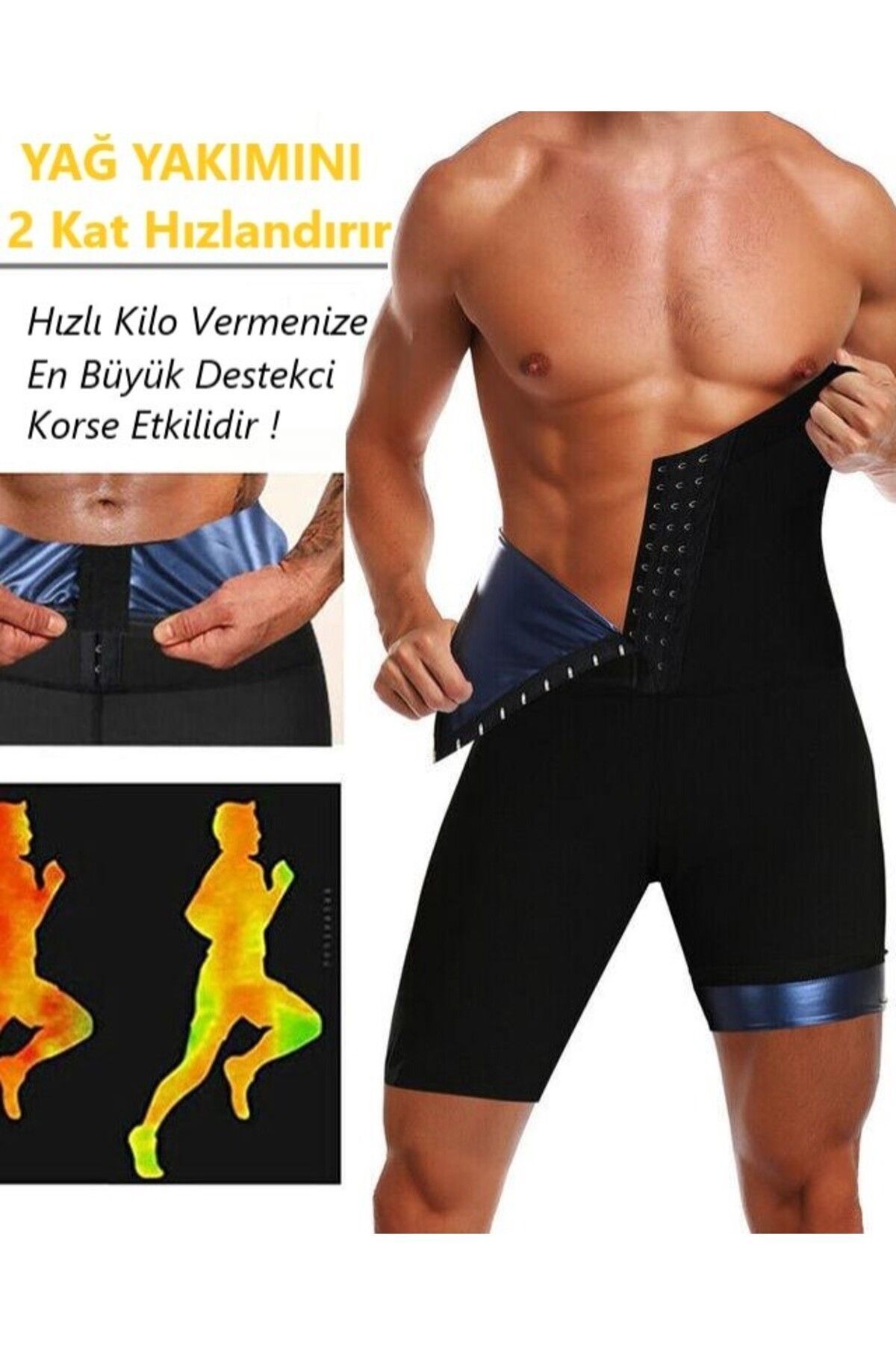 MİSTİRİK-Sauna-Shorts Herren Thermo Schlankheits-Effekt Shorts Body Shaper Straffende Shorts 2