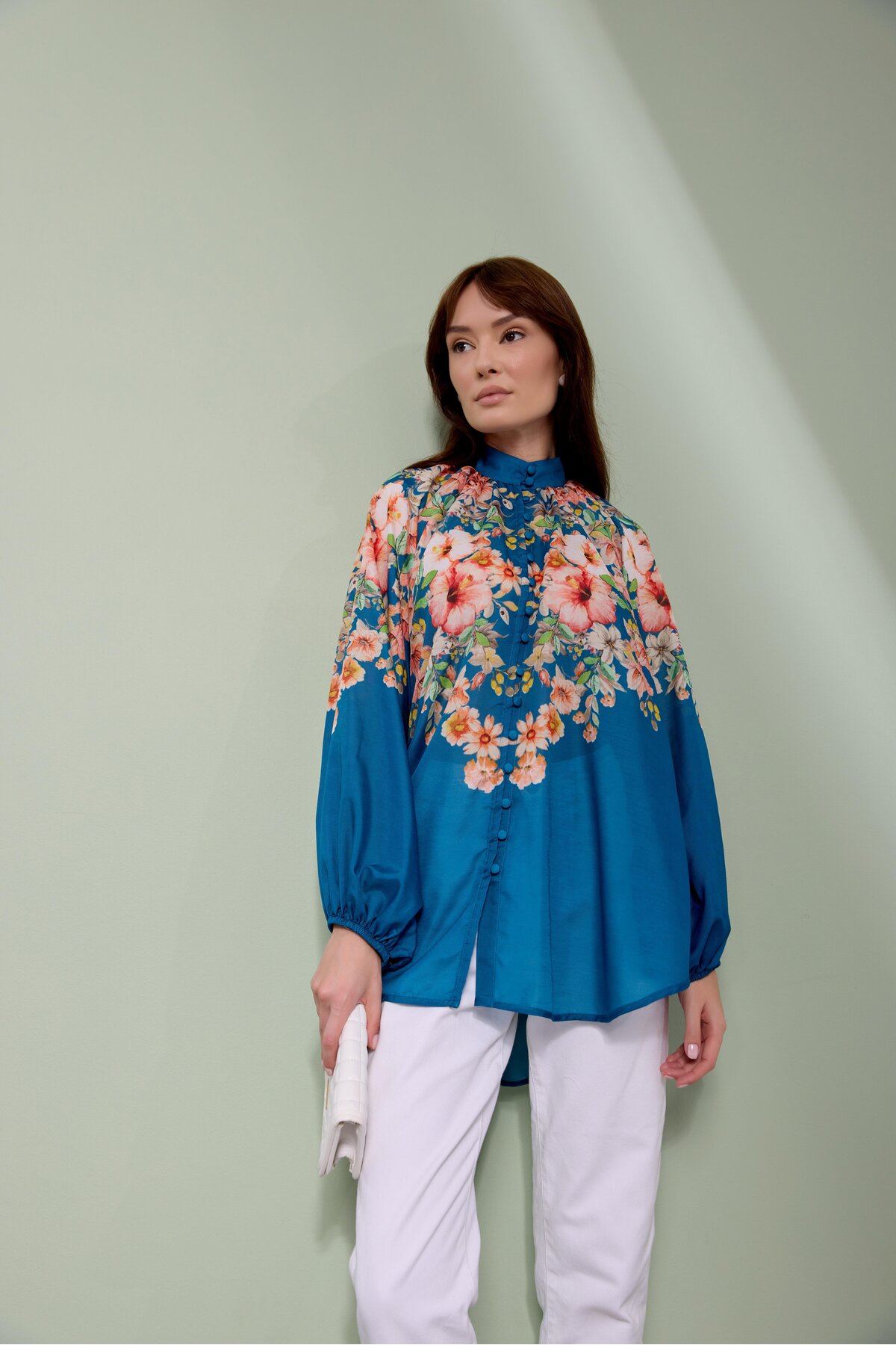 Garzia İtalia Çiçek Desenli Vual Gömlek