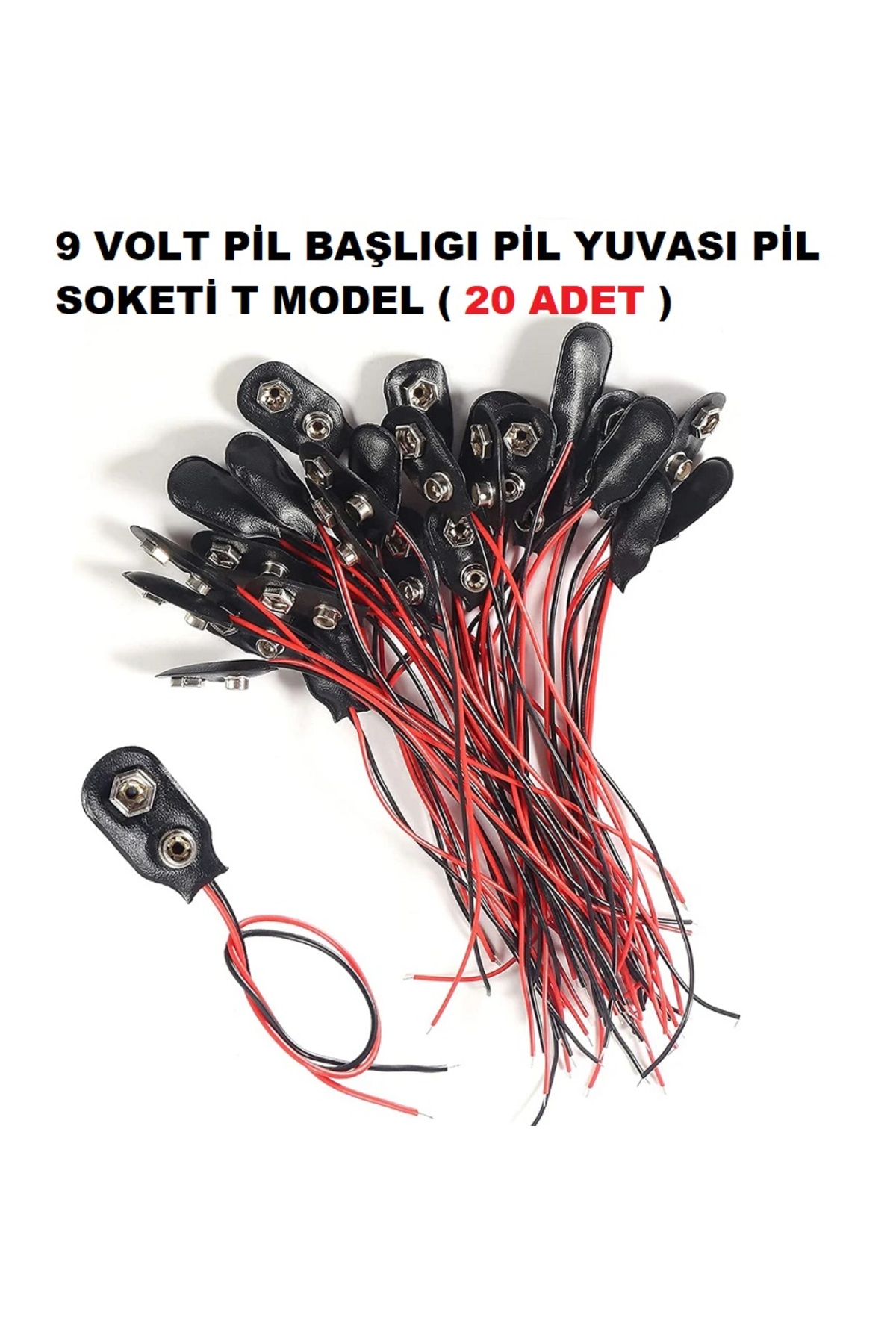 Derwell Kablo Konnektörleri Arduino İçin  9v Pil Başlığı Kablolu 9 Volt Pil Soketi 9v Pil Yuvası ( 20 Adet )