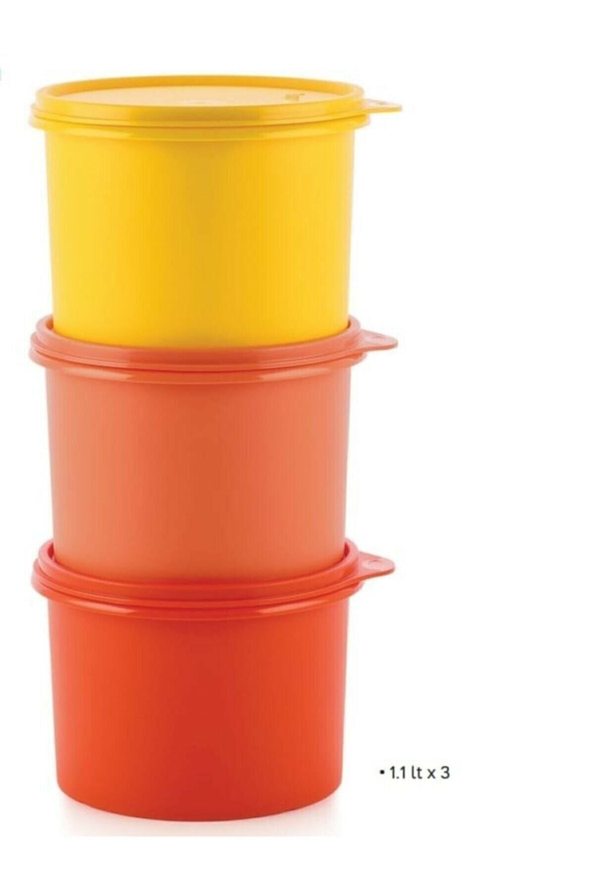 Tupperware-Cylinder Storage Containers with Tight Lids 1.1 Liter 3 Pieces 1