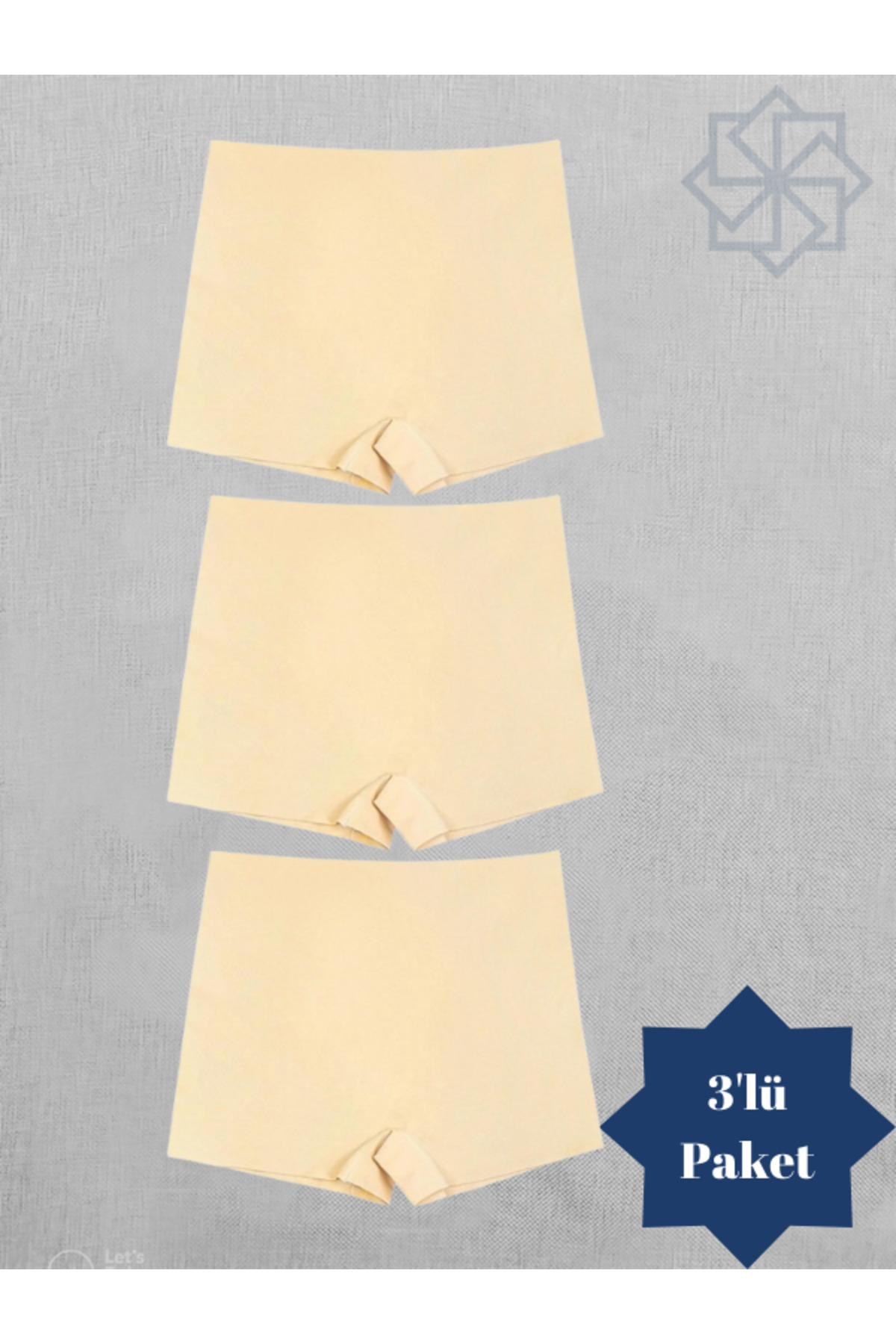 Adeniz Kadın Lazer Kesim Dikişsiz Ten Kadın Boxer Külot 3 Lü Paket Normal Bel