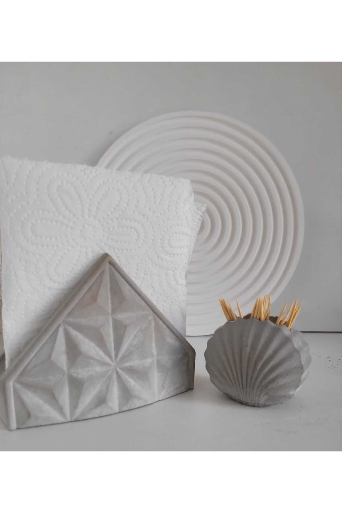 Beton Peçetelik ve Kürdanlık Set