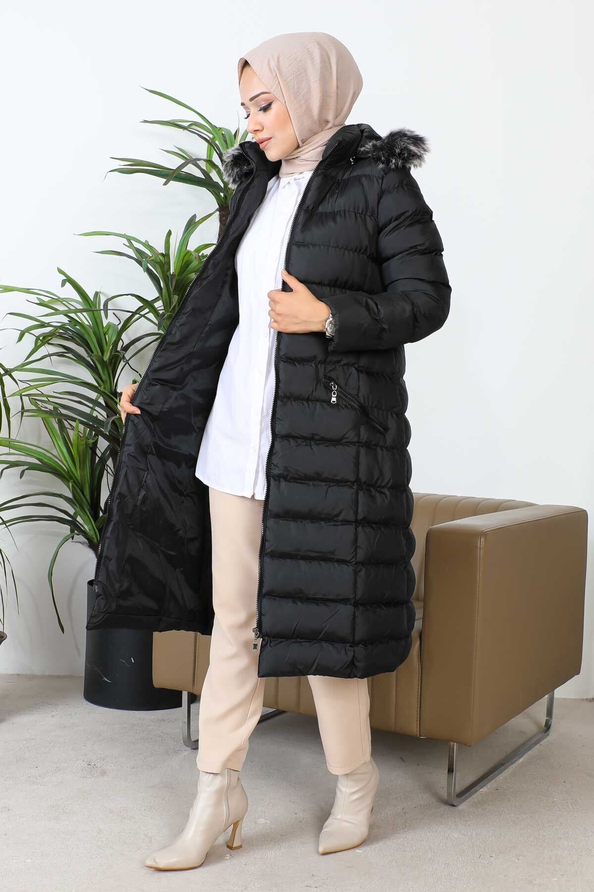 İmajButik-Μαύρο μπουφάν με φερμουάρ με κουκούλα 3