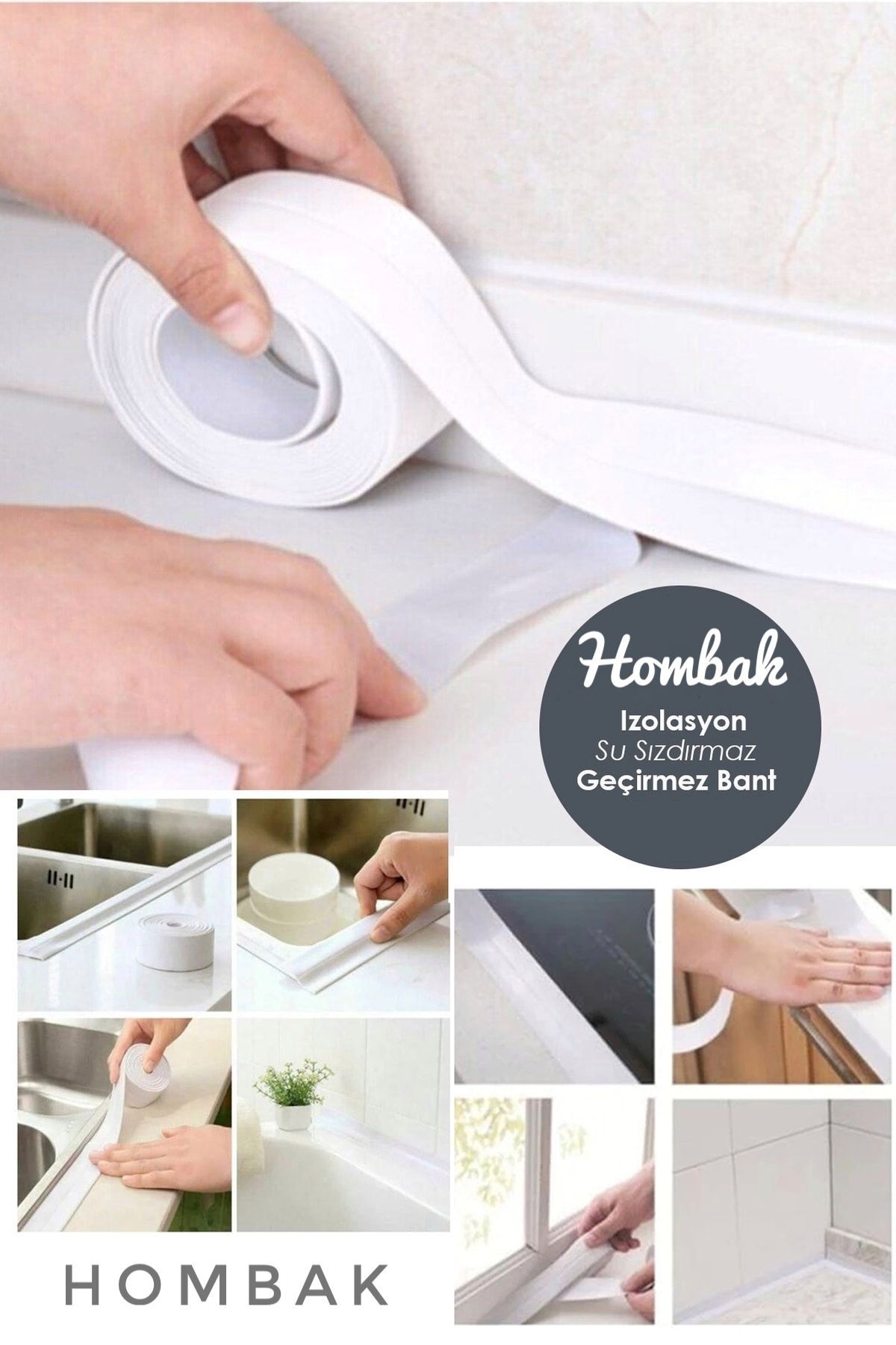 Hombak Su Sızdırmaz Geçirmez Bant Lavabo Küvet Kenar Bandı Küvet Duş 3,2 M