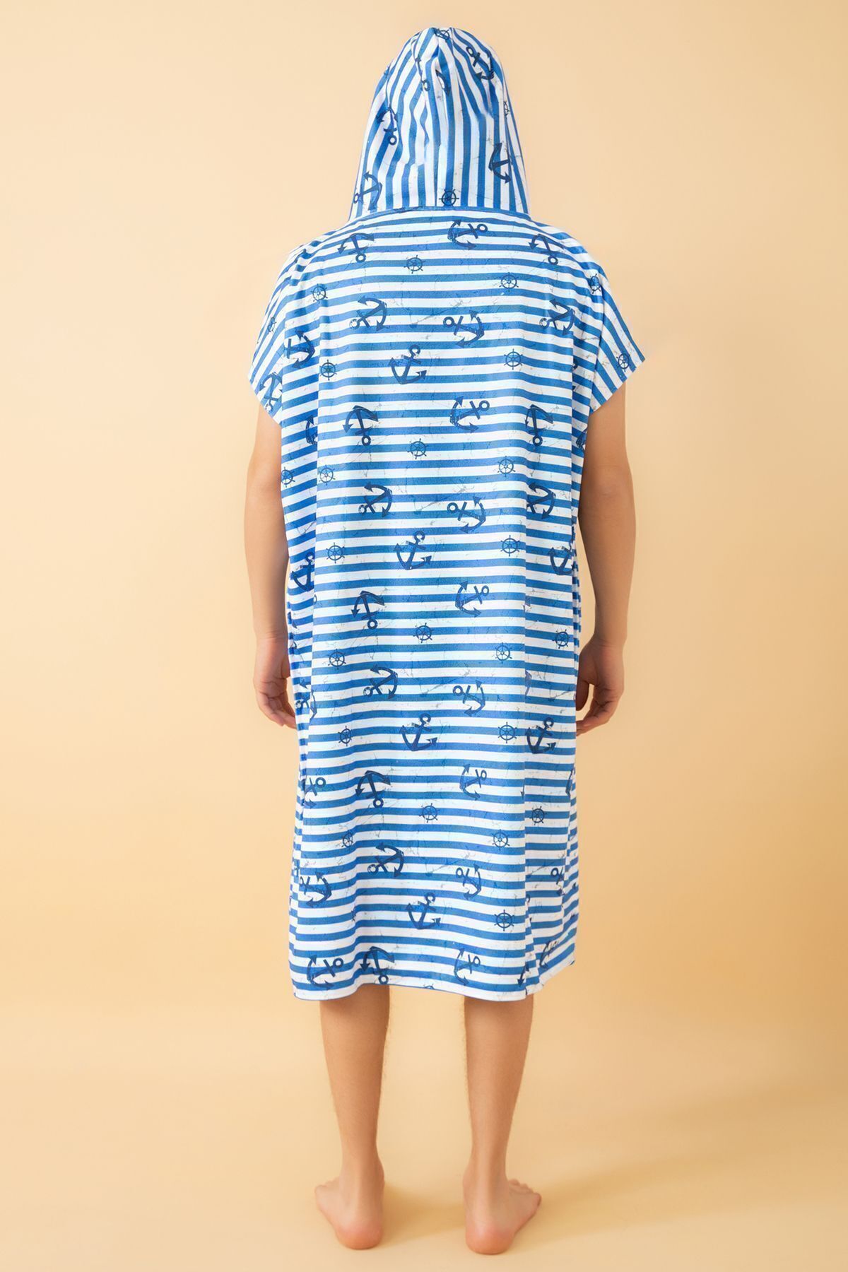 VEVİEN HOME-Adult Surf Summer - Anchor Patterned Hooded Beach Dress 4