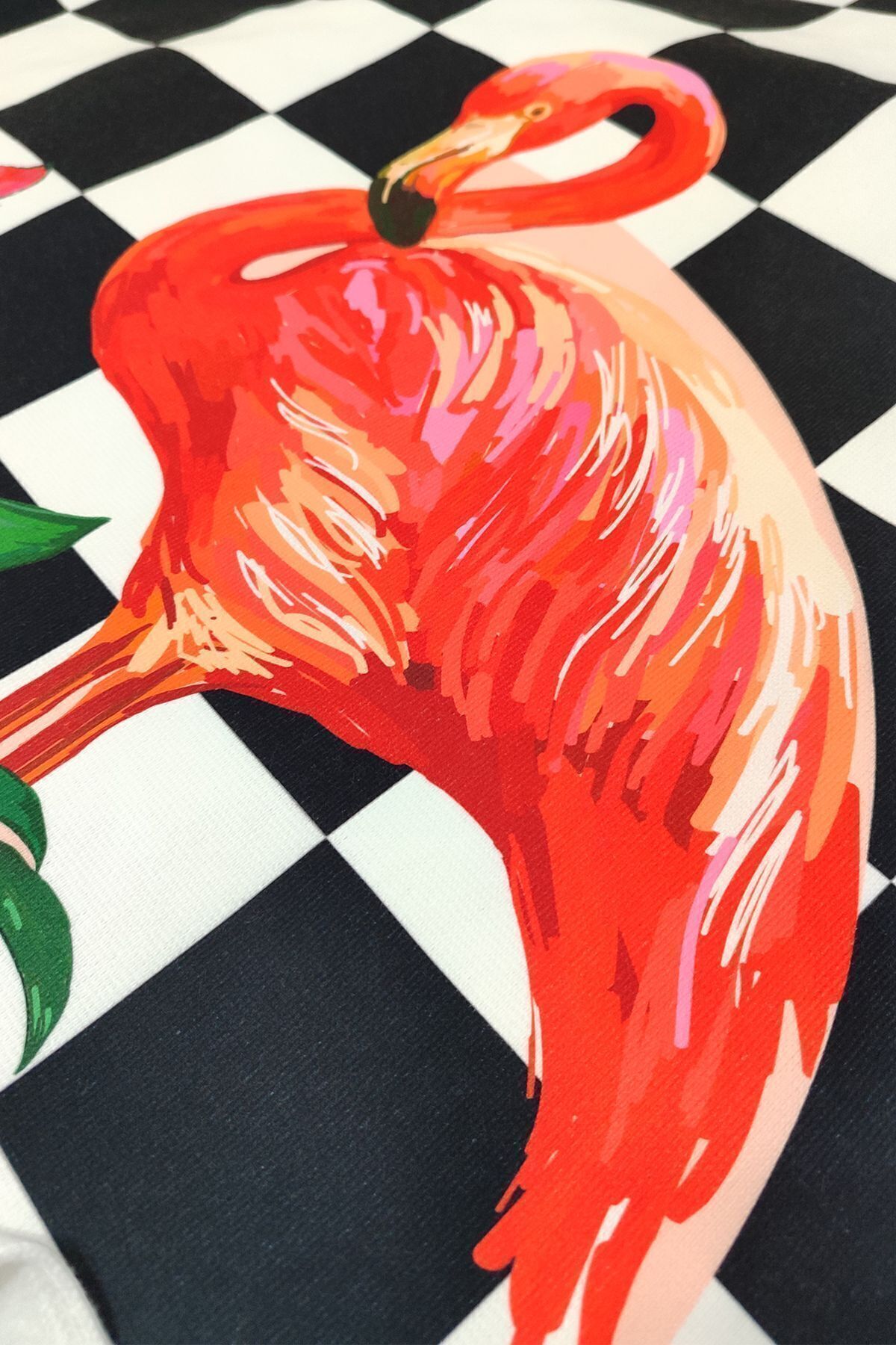 VEVİEN HOME-Flamingo Checker Pattern Digital Printed 75x150 Cm Beach Towel 4