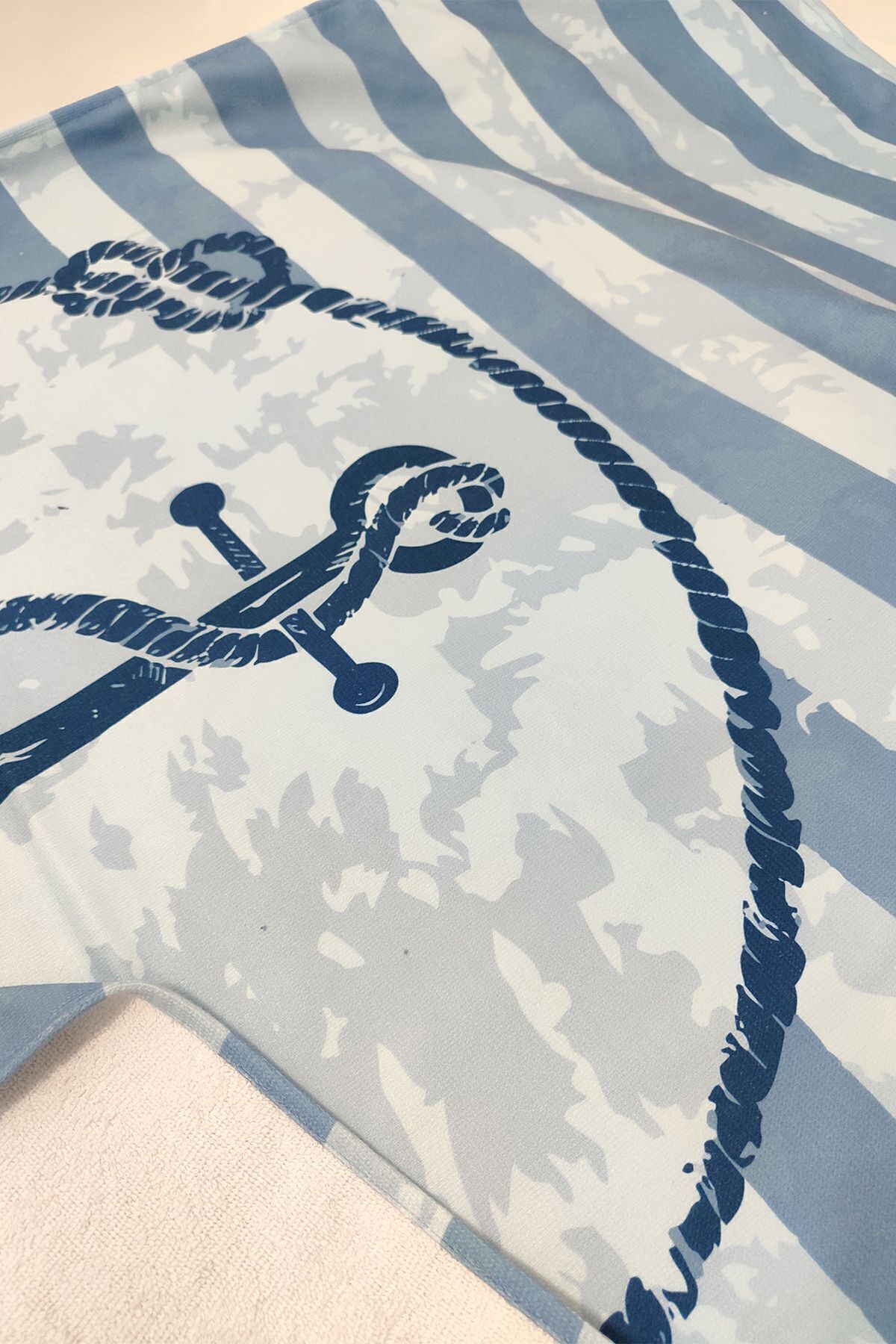 VEVİEN HOME-Striped Anchor Pattern Digital Printed 75x150 Cm Beach Towel 4