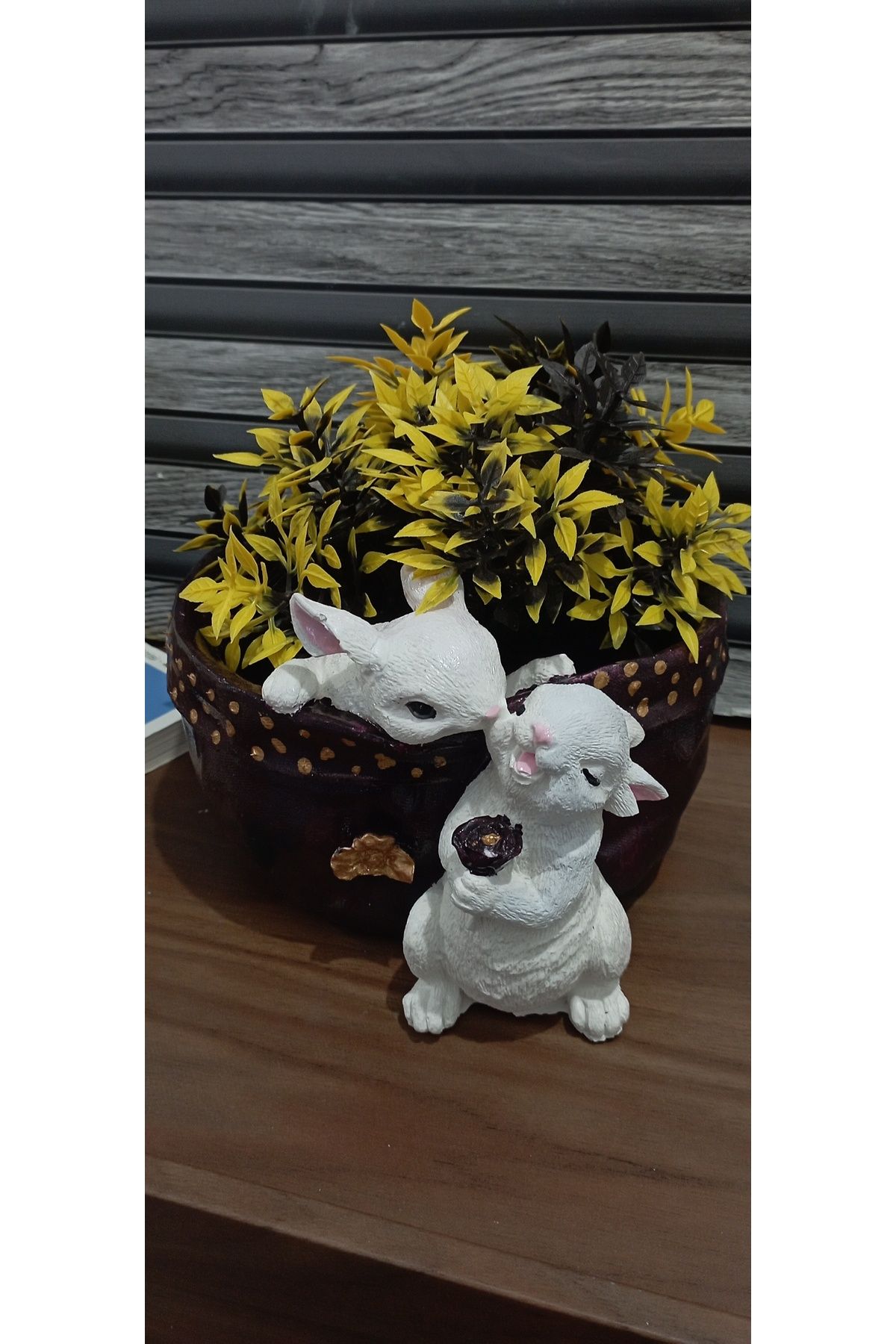 HUNATASARIM-14 cm Double Rabbit Organizer and Basket - Keychain (Diameter: 17 cm) 2