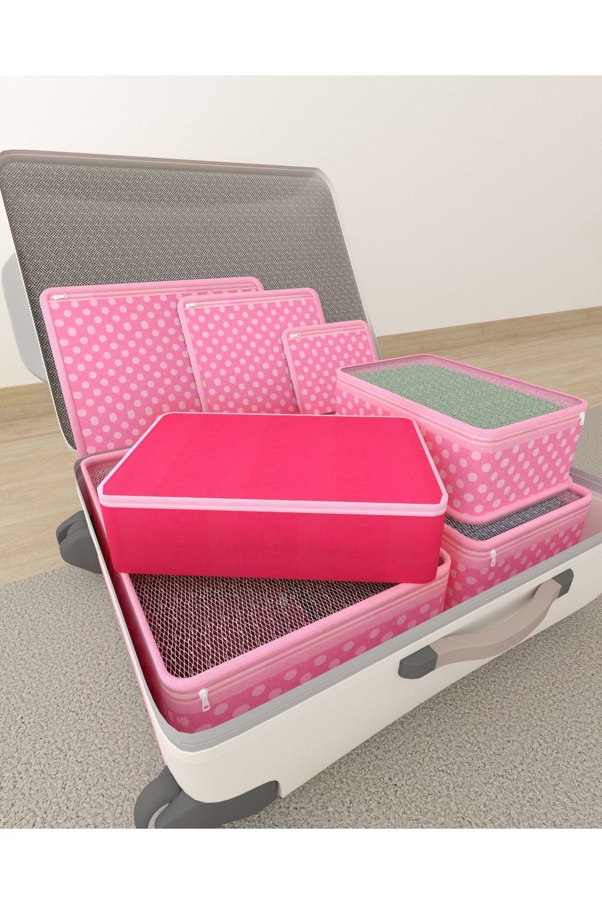 HOMELİFE EV TEKSTİL-Geanta de machiaj cu 4 compartimente Set valiza de machiaj cosmetic |   Geantă organizatoare cosmetice pentru machiaj de călătorie 2