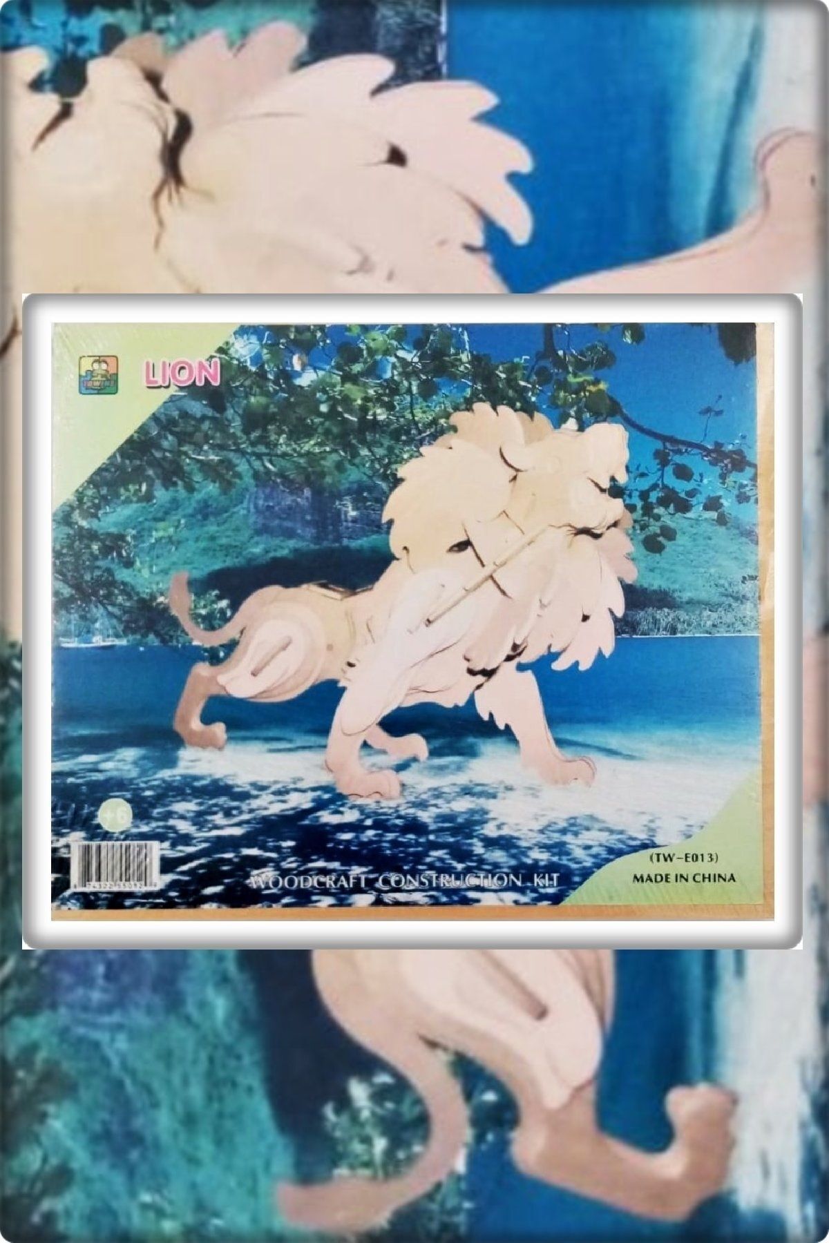 Nova-Wooden Puzzle Puzzle 3D Lion Model Making Kit 18.5X22.5 cm 5