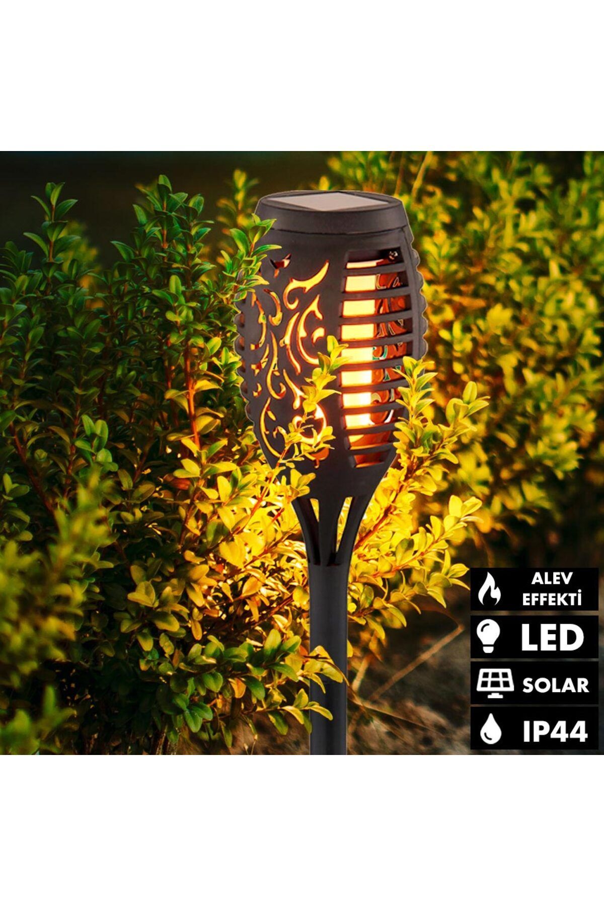 Solar Güneş Enerji Alev Deseni 12 Ledli Solar Bahçe Aydınlatma Süs Lambası 2