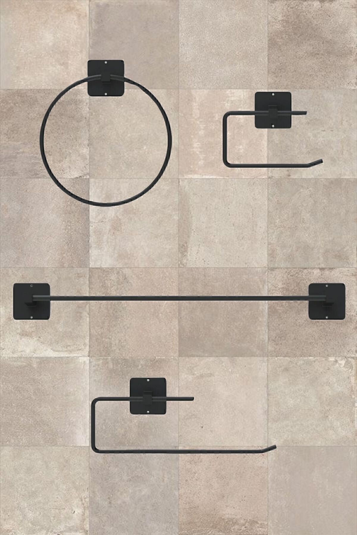Kokino Store Set De 4 - Prosop Cu Umeraș Plat Și Rotund, Rolă De Șervețel Și Aparat De Hârtie Igienică - One Size