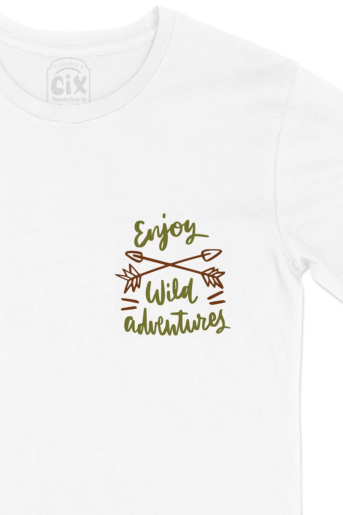 Cix-Enjoy Wild Adventures White T-Shirt with Pocket Logo Design 2