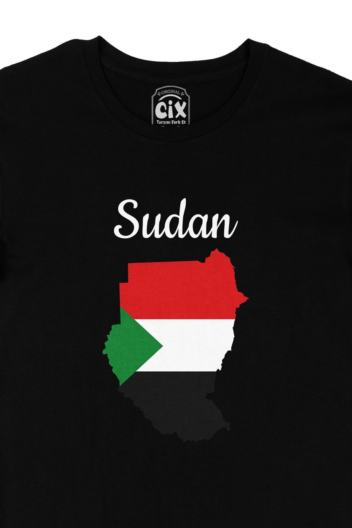 Cix-Black Sudan Map and Flag T-Shirt 2