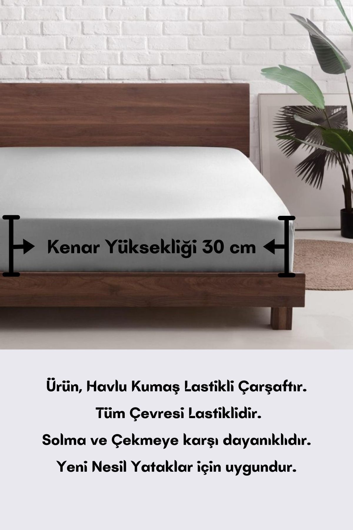 LATTE TEKSTİL-Gray Cotton Towel Fabric - Elastic Fitted Sheet, Single/Double/Length Size 2