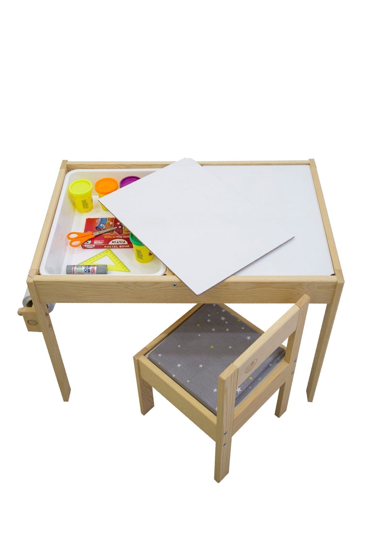 میز حسی چوبی تابستانی با سطح قابل پاک شدن و یک صندلی