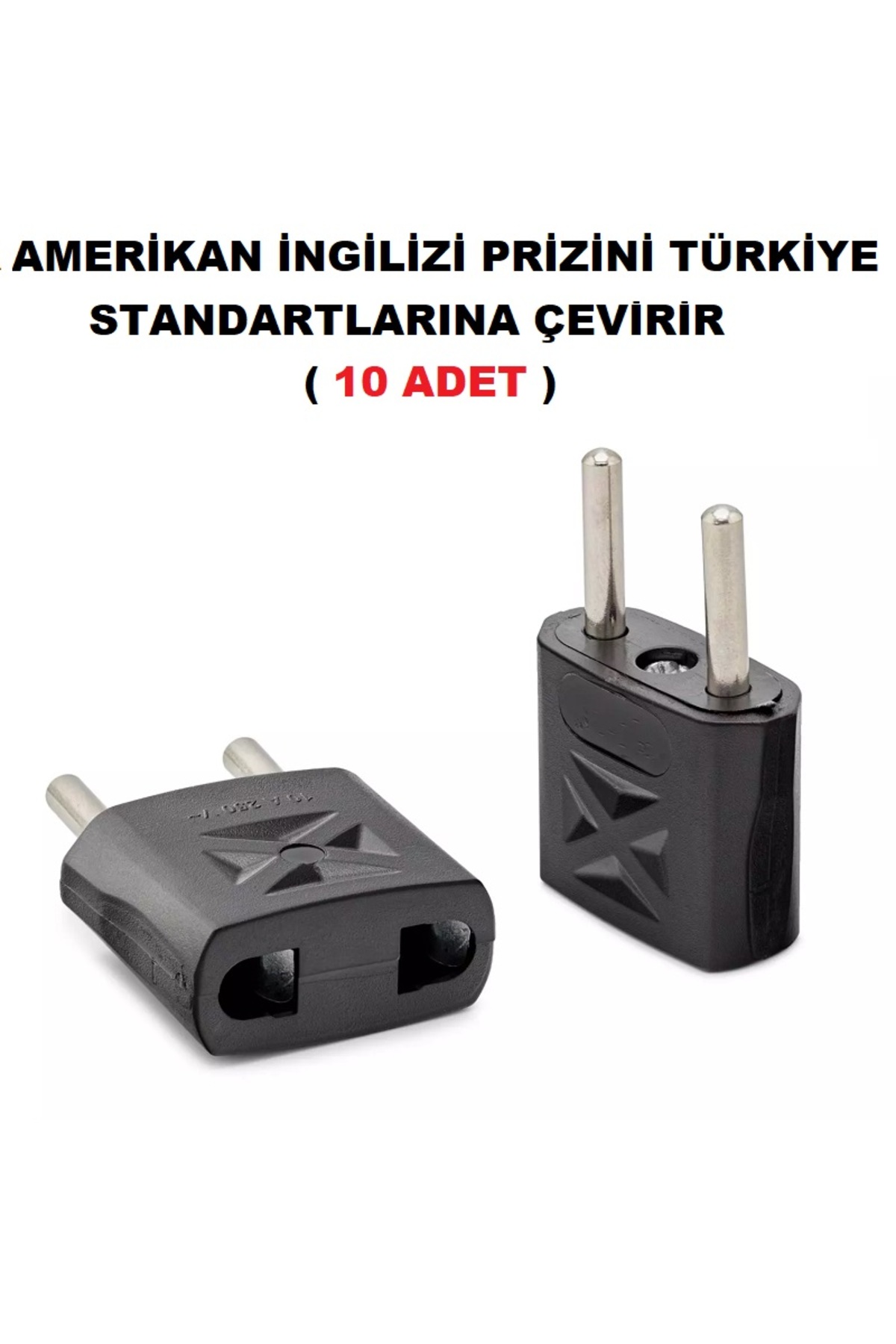 Priz Dönüştürücü Amerikan-türkiye Şarj Çevirici Adaptör Priz Dönüştürücü Fiş Çevirici Siyah 10 Adet