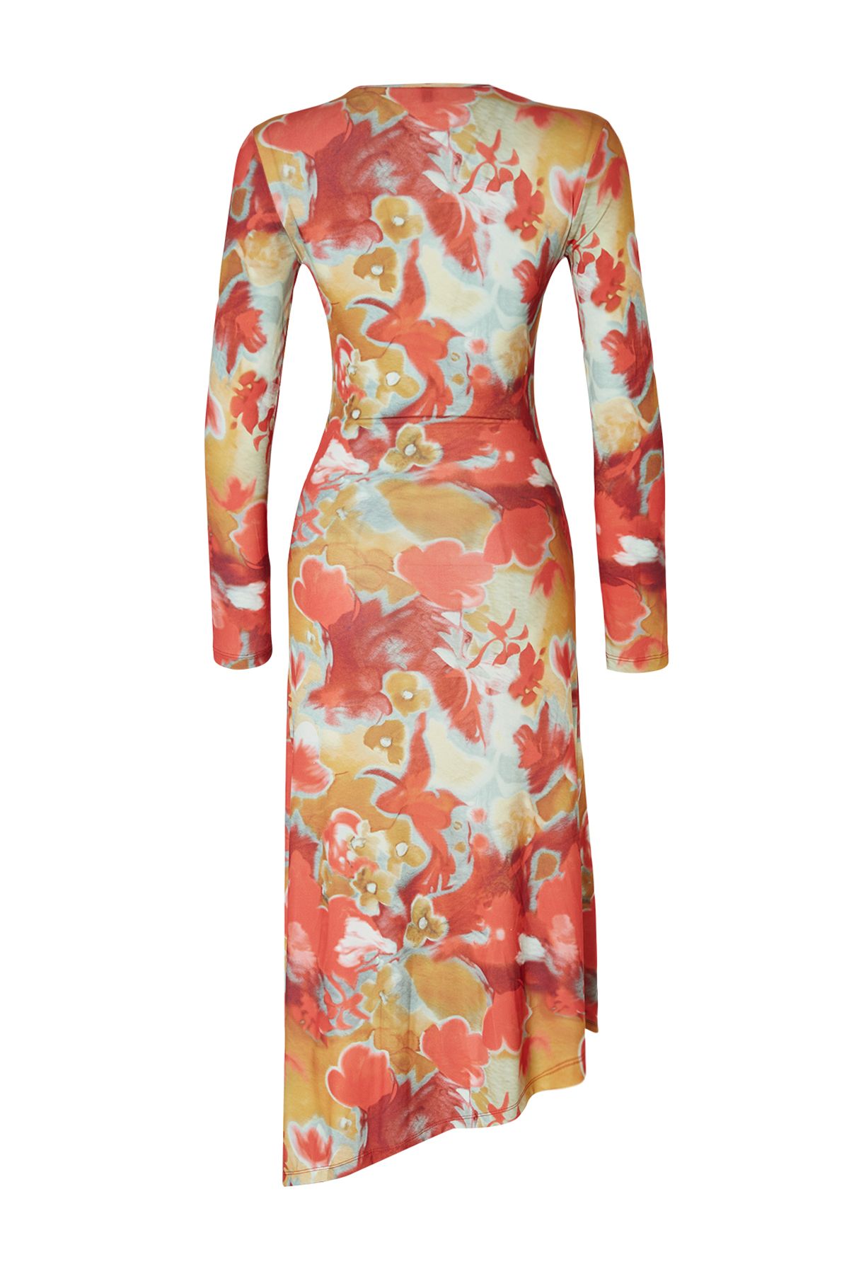 Trendyol Collection-Rochie tricotată midi elastică - Ediție limitată cu imprimeu și detaliu de legare TWOAW25EL00295 6