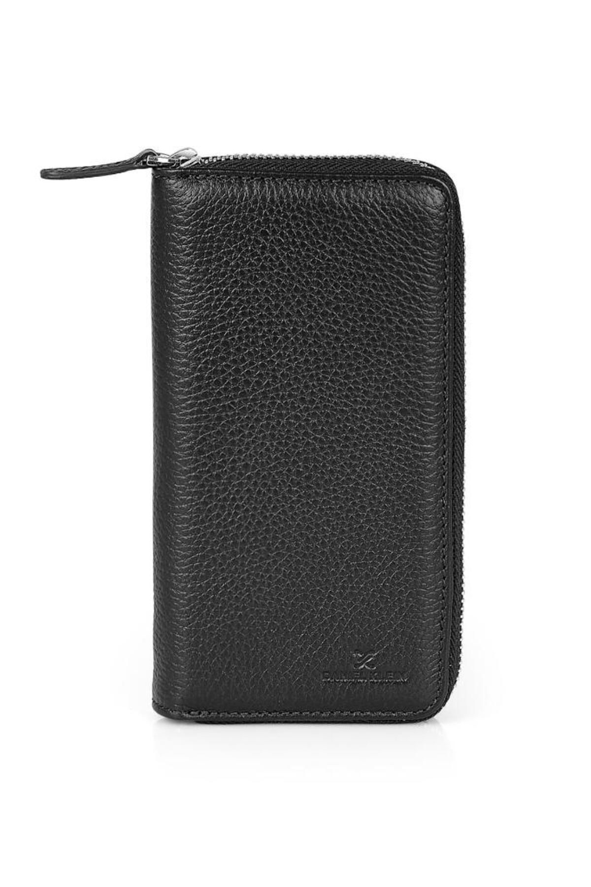 Daniel Klein-Dkl3016-1 Large Volume Zippered Black Women's Wallet & Card Holder in Purse Form 1