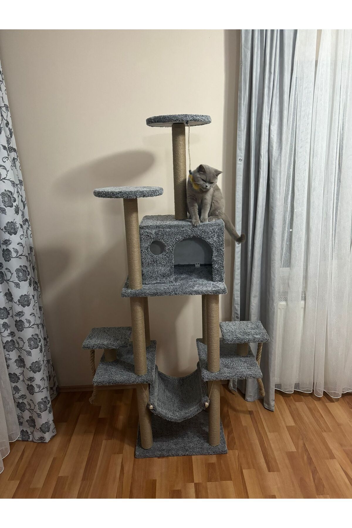 pethomealpi-Luxury Cat Scratching House and Play Platform - with Hammock and Nest 1