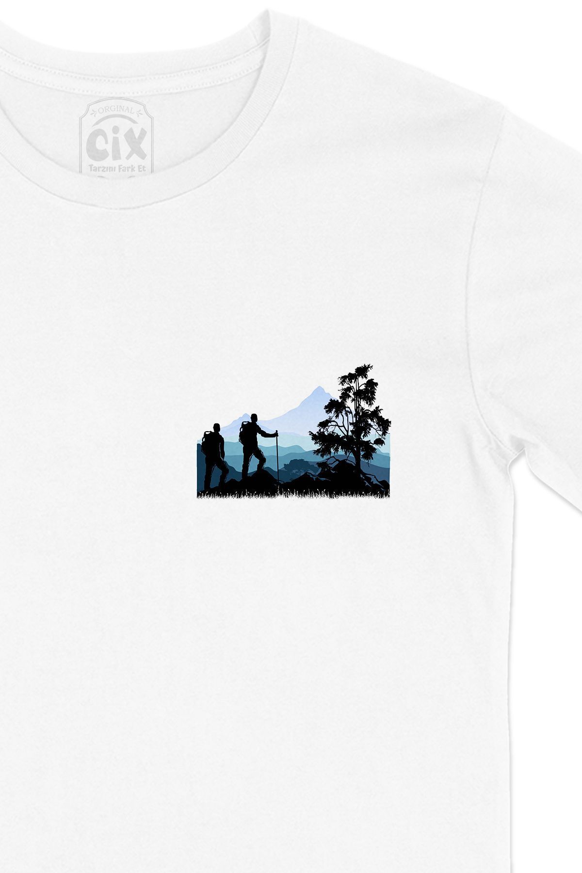 Cix-White T-Shirt with Trekking Pocket Logo Design 2