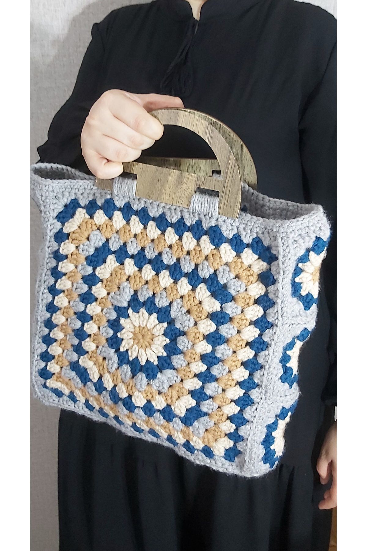 KBA TİCARET-Stylish and Soft Textured Hand Knitted - Handbag 2