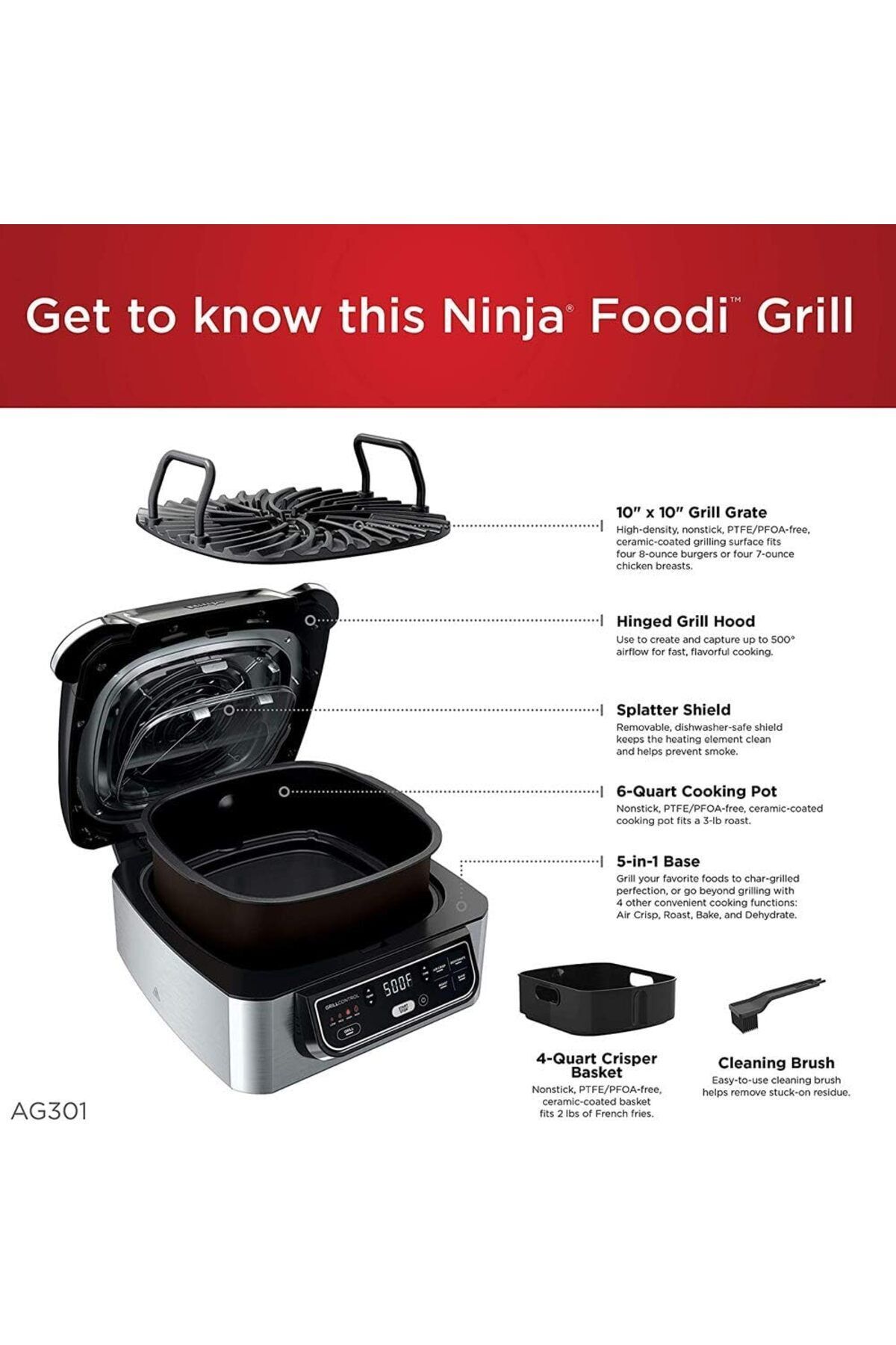 NINJA-Foodi Health Grill & Air Fryer AG301ME 5