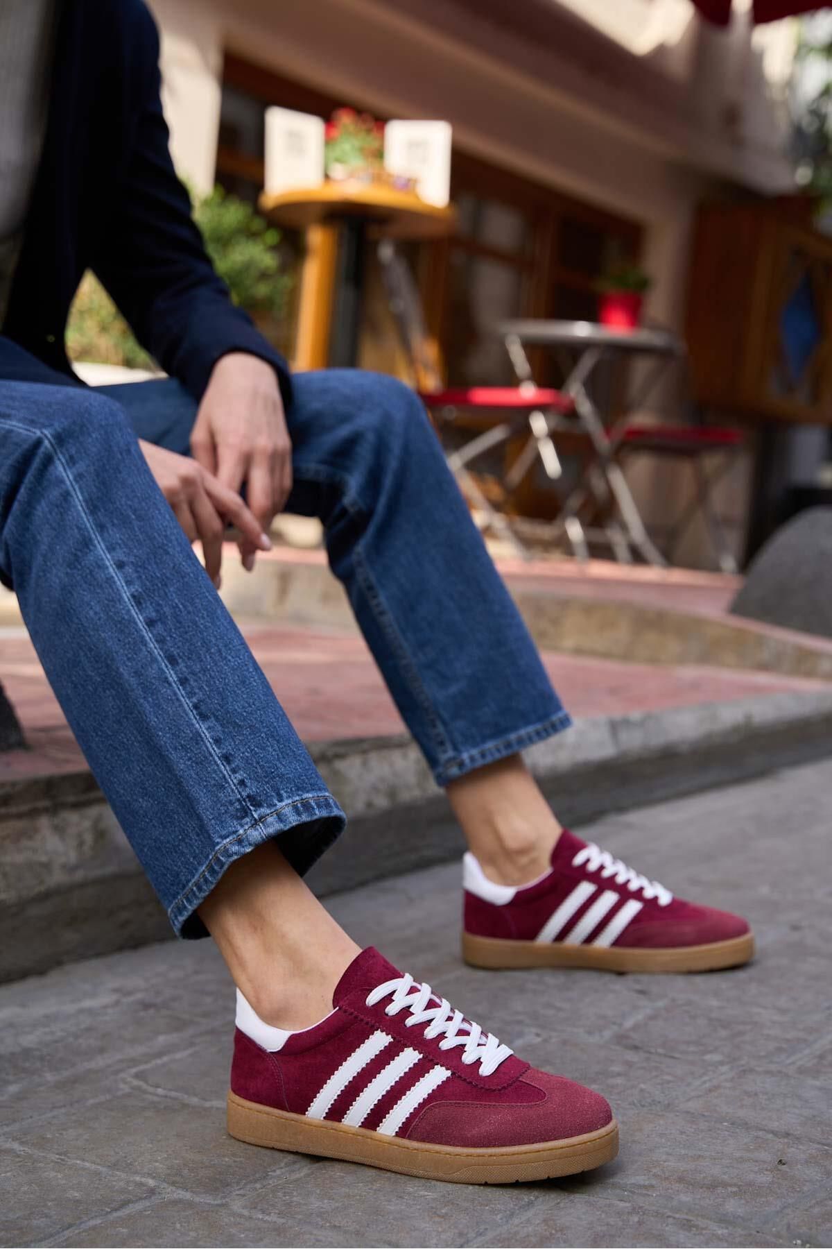 Burgundy suede sneakers shop