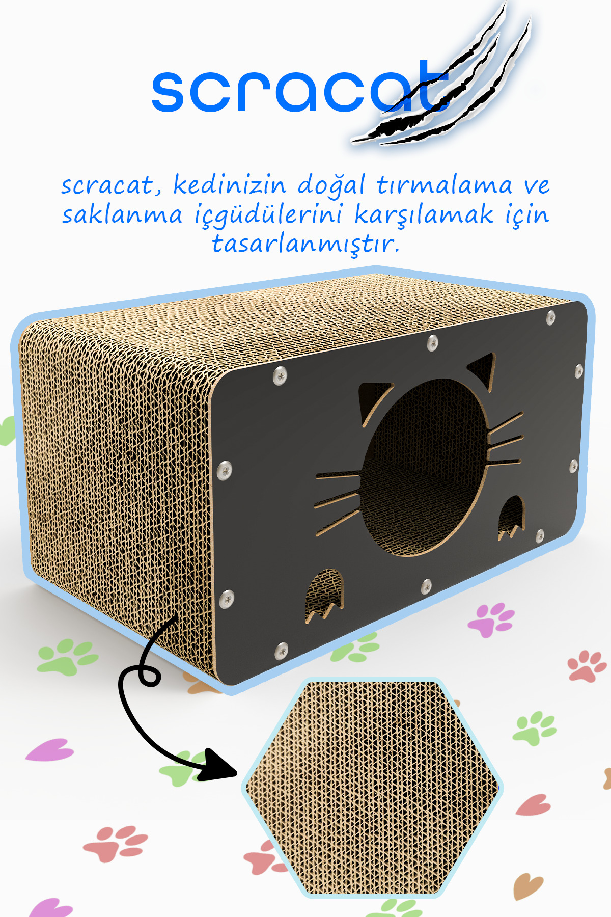 ATA HOME-Natural Corrugated Cardboard Cat Scratching - Sofa and Board 5